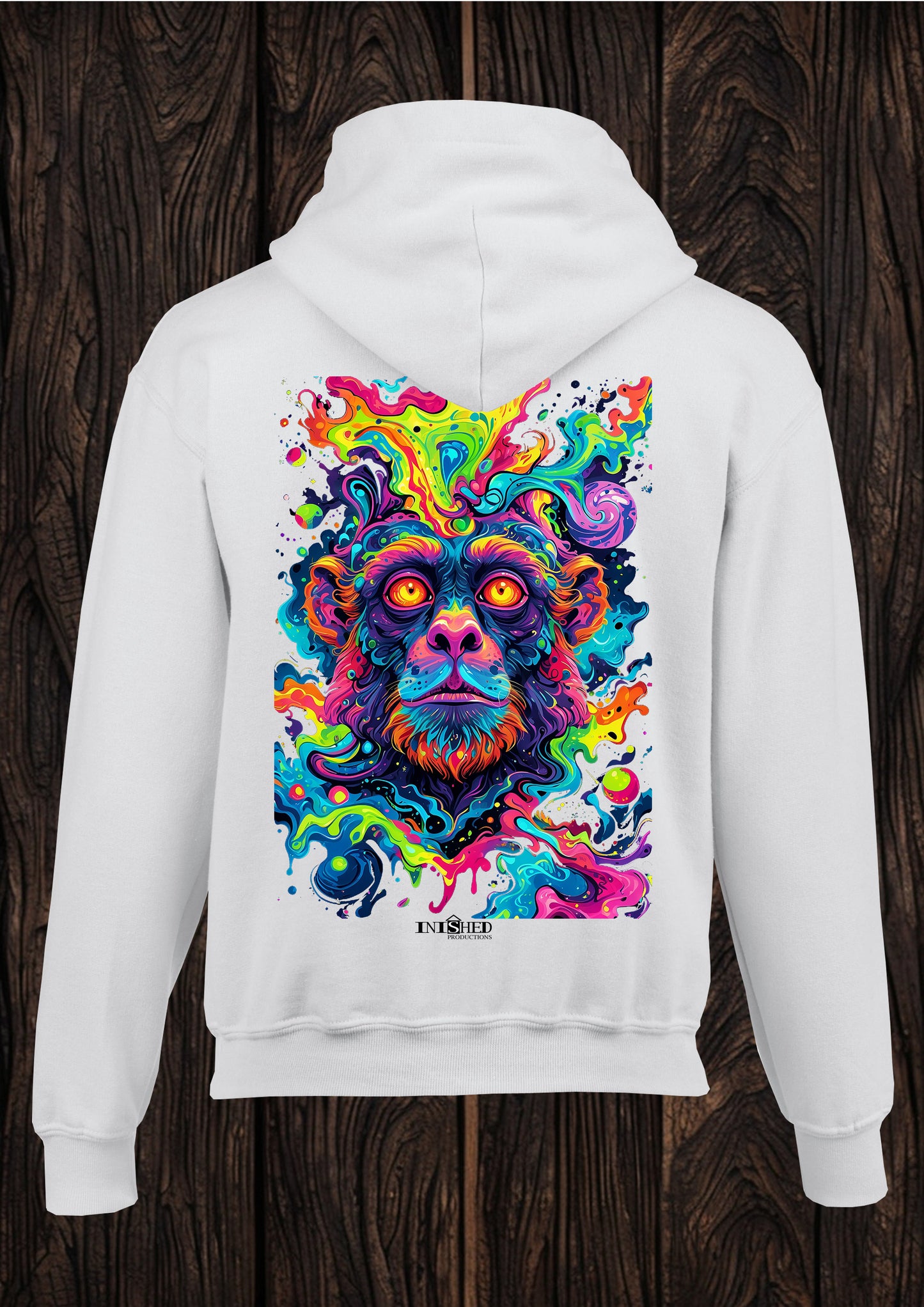 Baboon trip unisex white hooded top 132