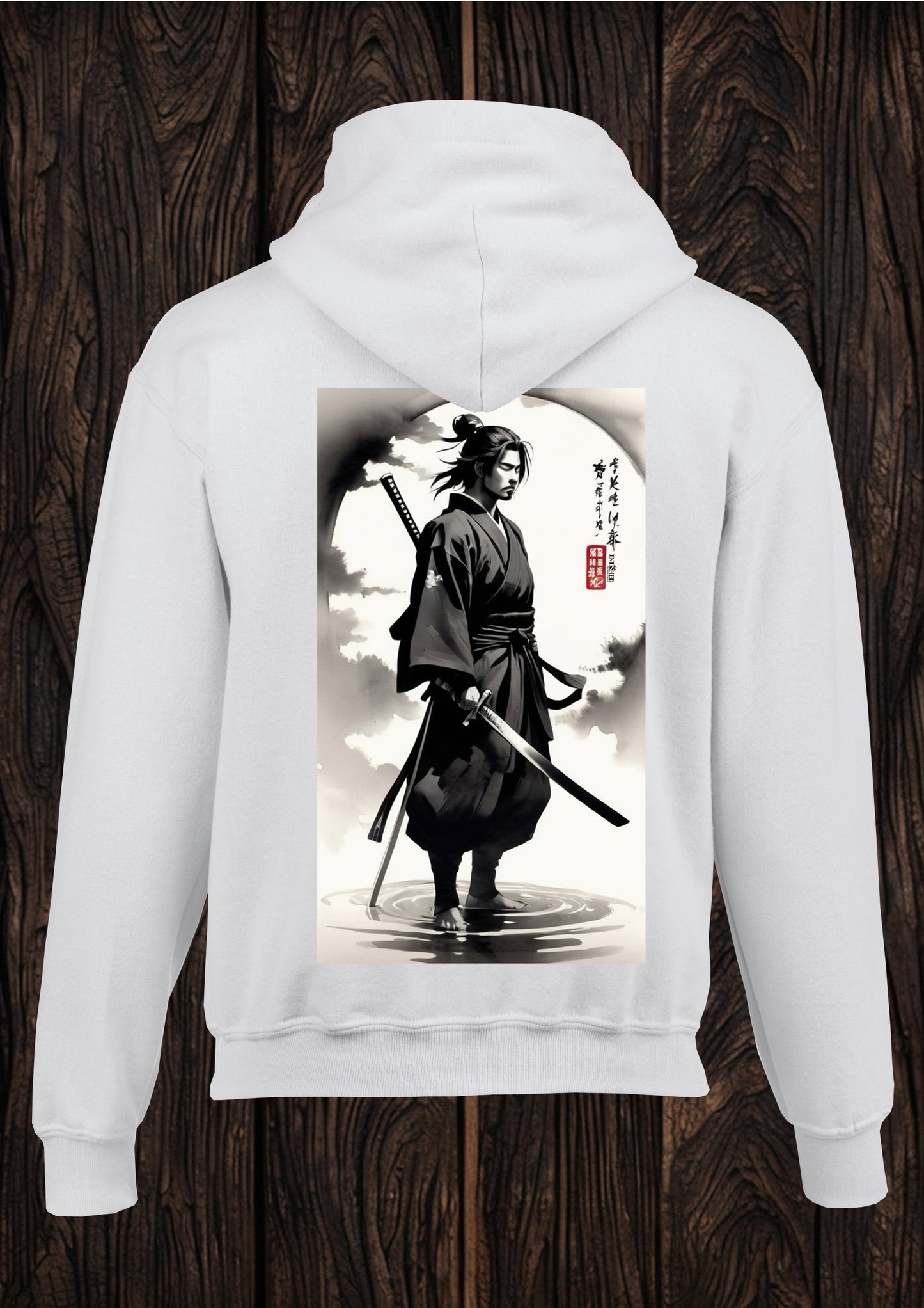 Samurai warrior unisex white hooded top 106