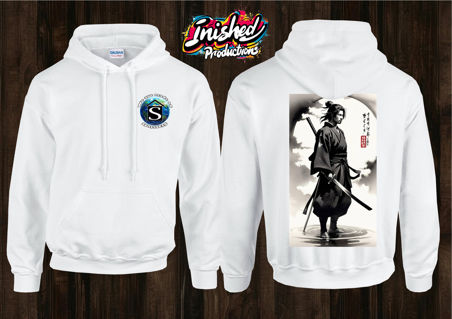 Samurai warrior unisex white hooded top 106