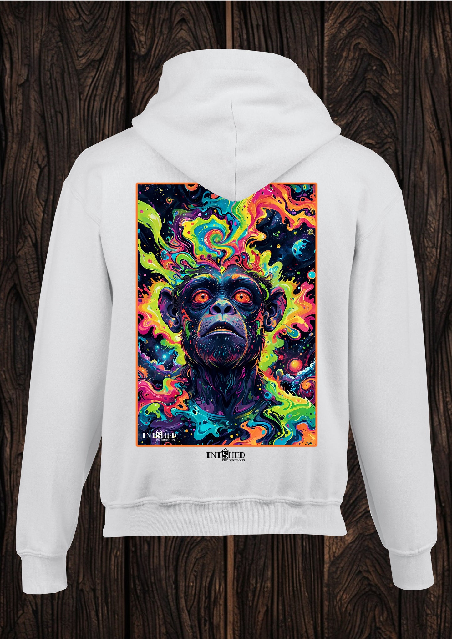 Chimp trip unisex white hooded top 133