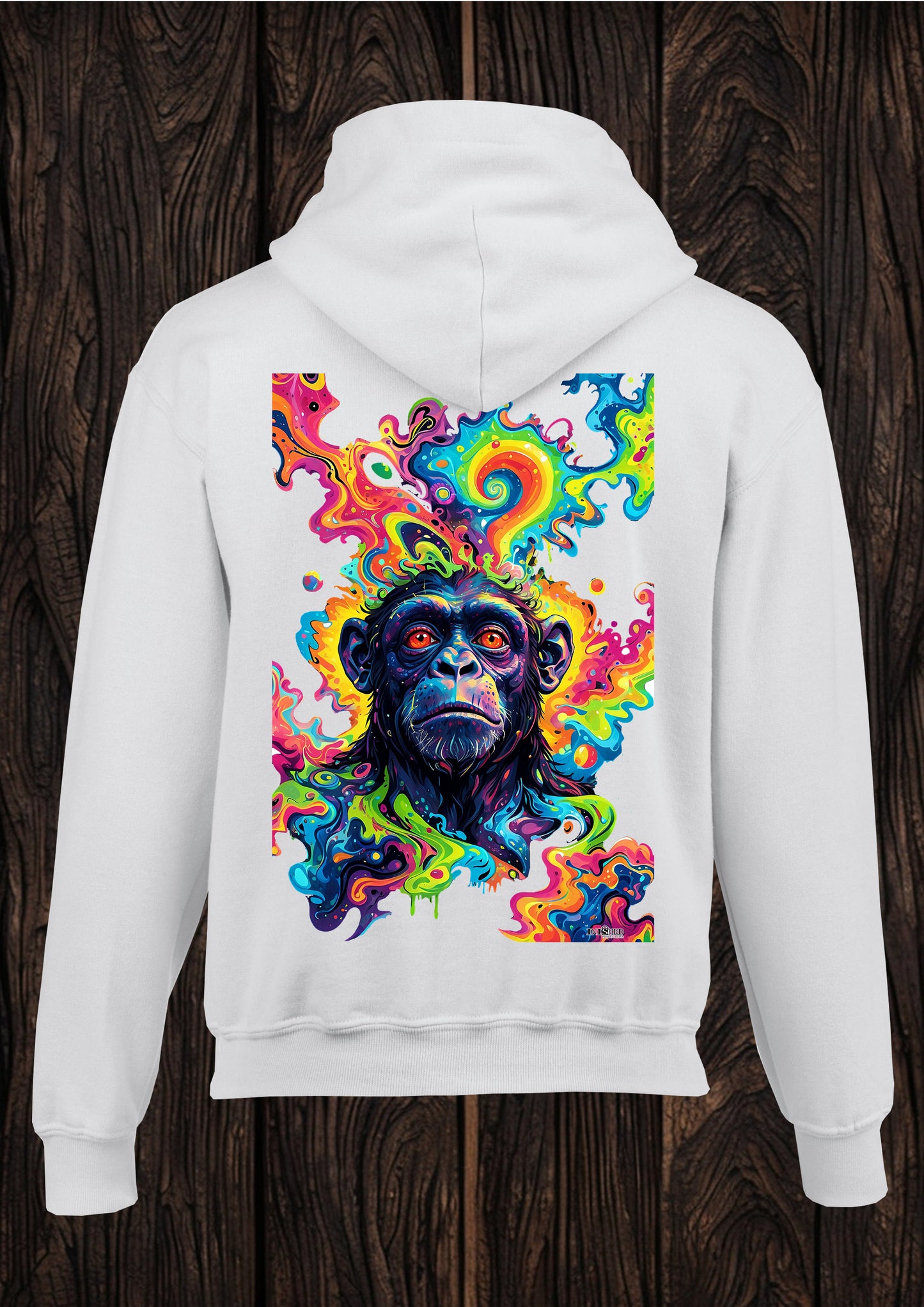 Chimp trip unisex white hooded top 134