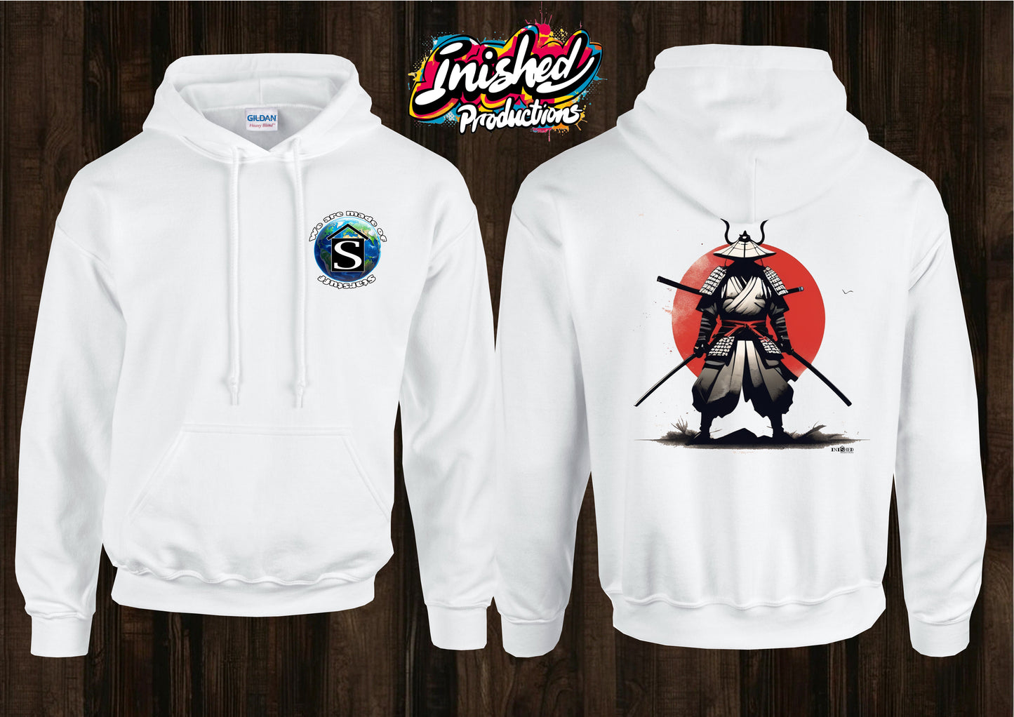 Samurai warrior unisex white hooded top 108