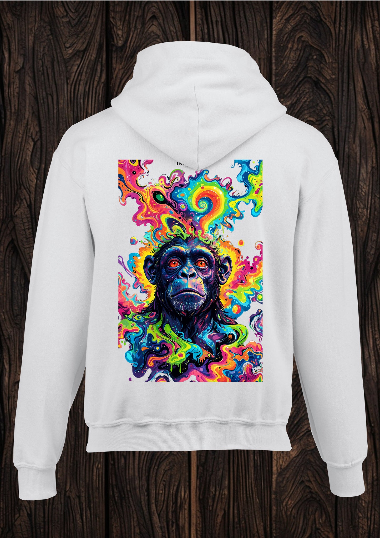 Chimp trip unisex white hooded top 135