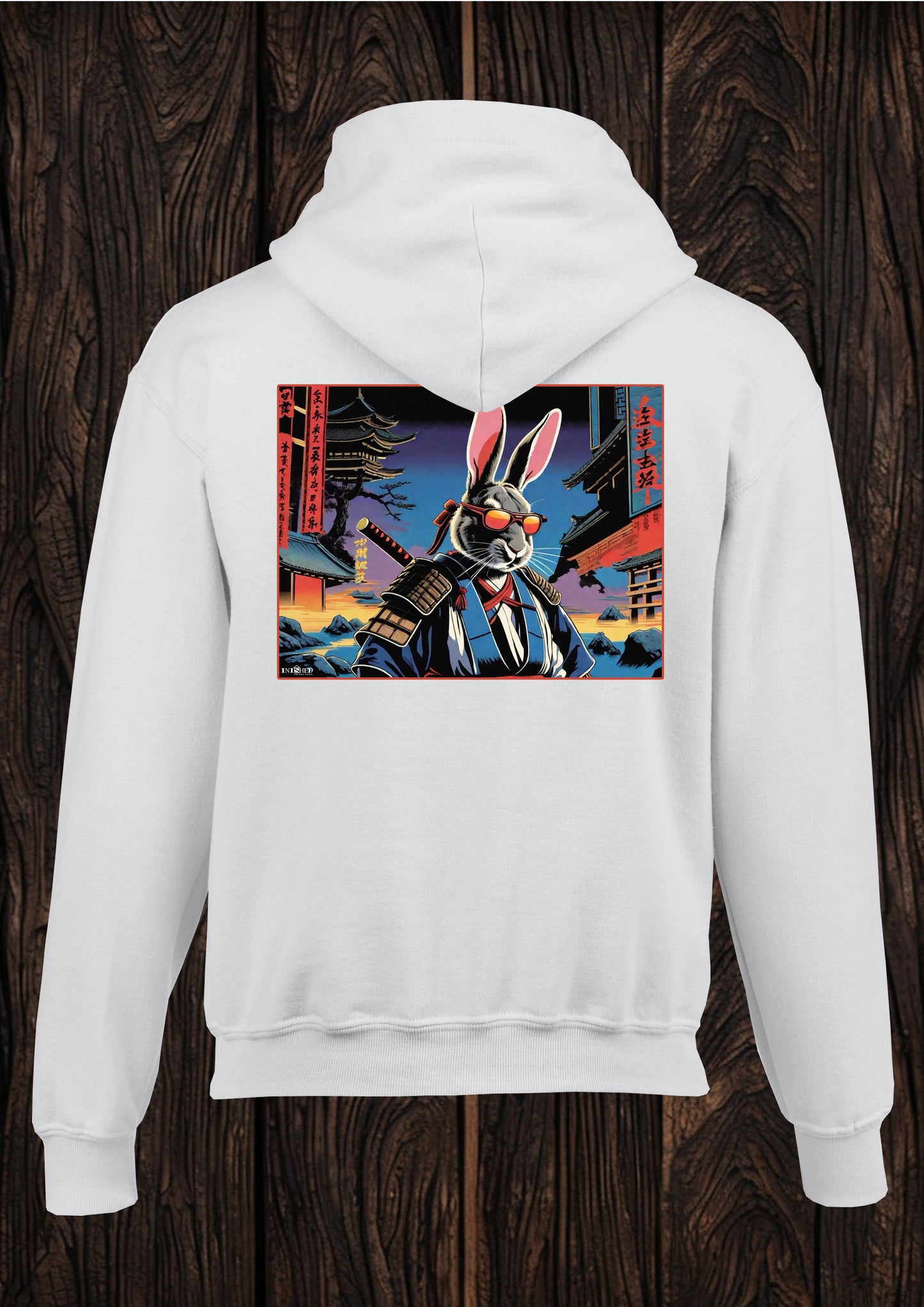 Rabbit ninja unisex white hooded top 104