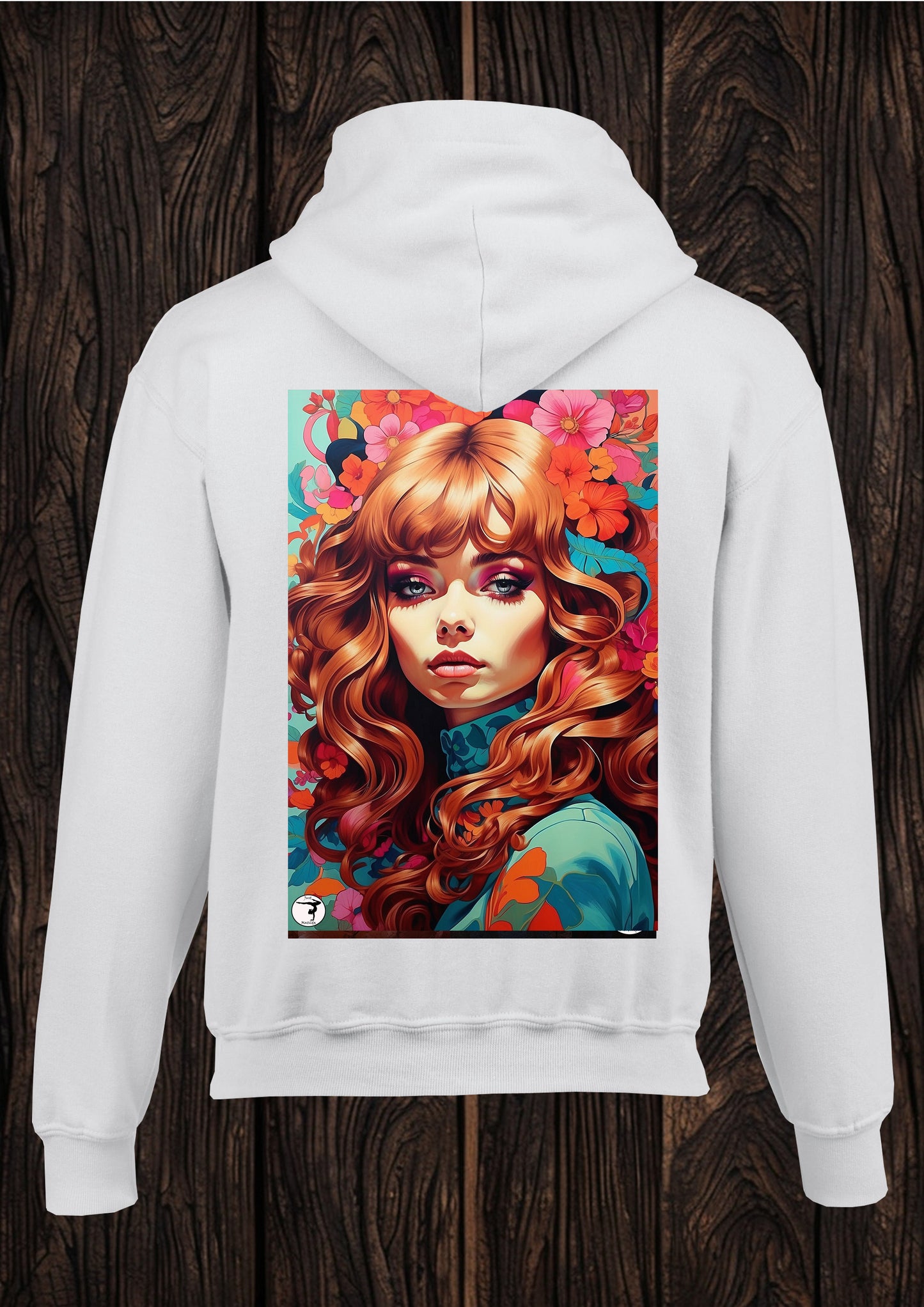 Just Matilda 60s flower girl unisex white hooded top 65