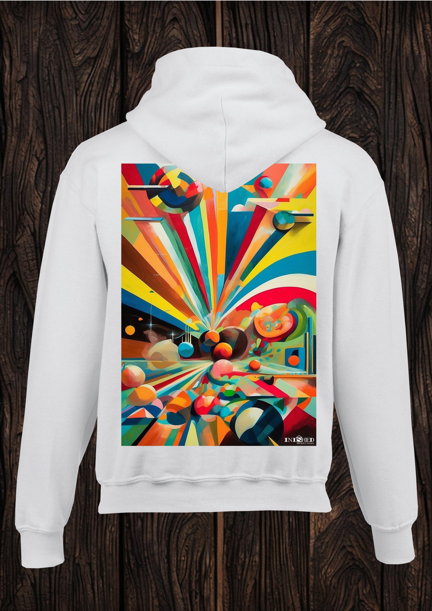 90s retro pattern Adult unisex white hooded top 3