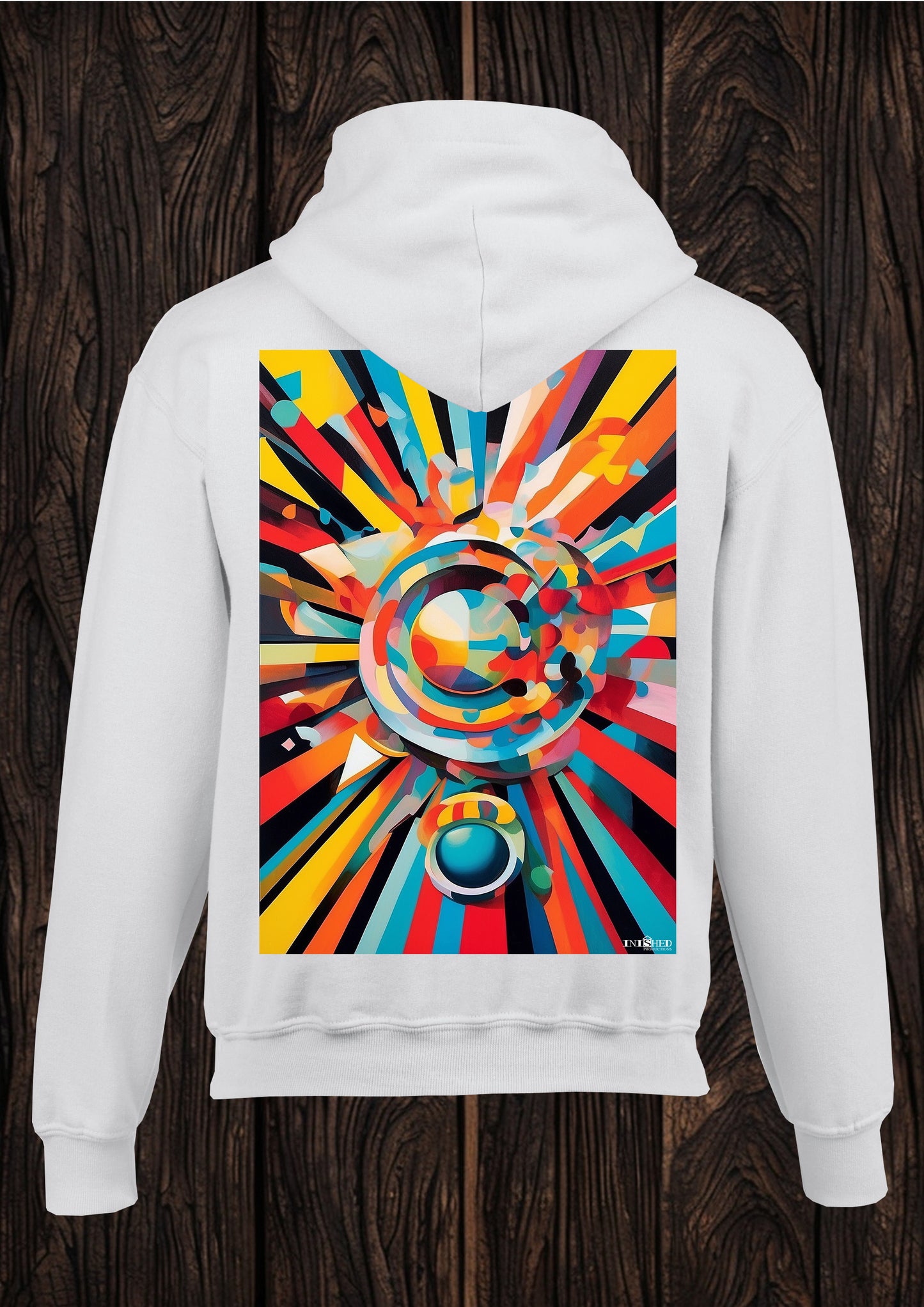 90s retro pattern Adult unisex white hooded top 4