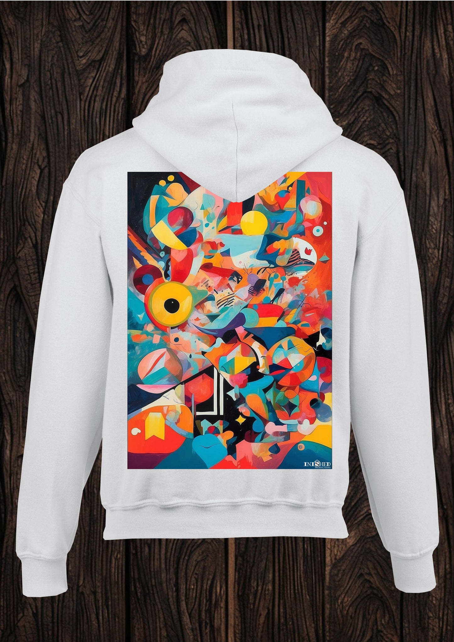 90s retro pattern Adult unisex white hooded top 5