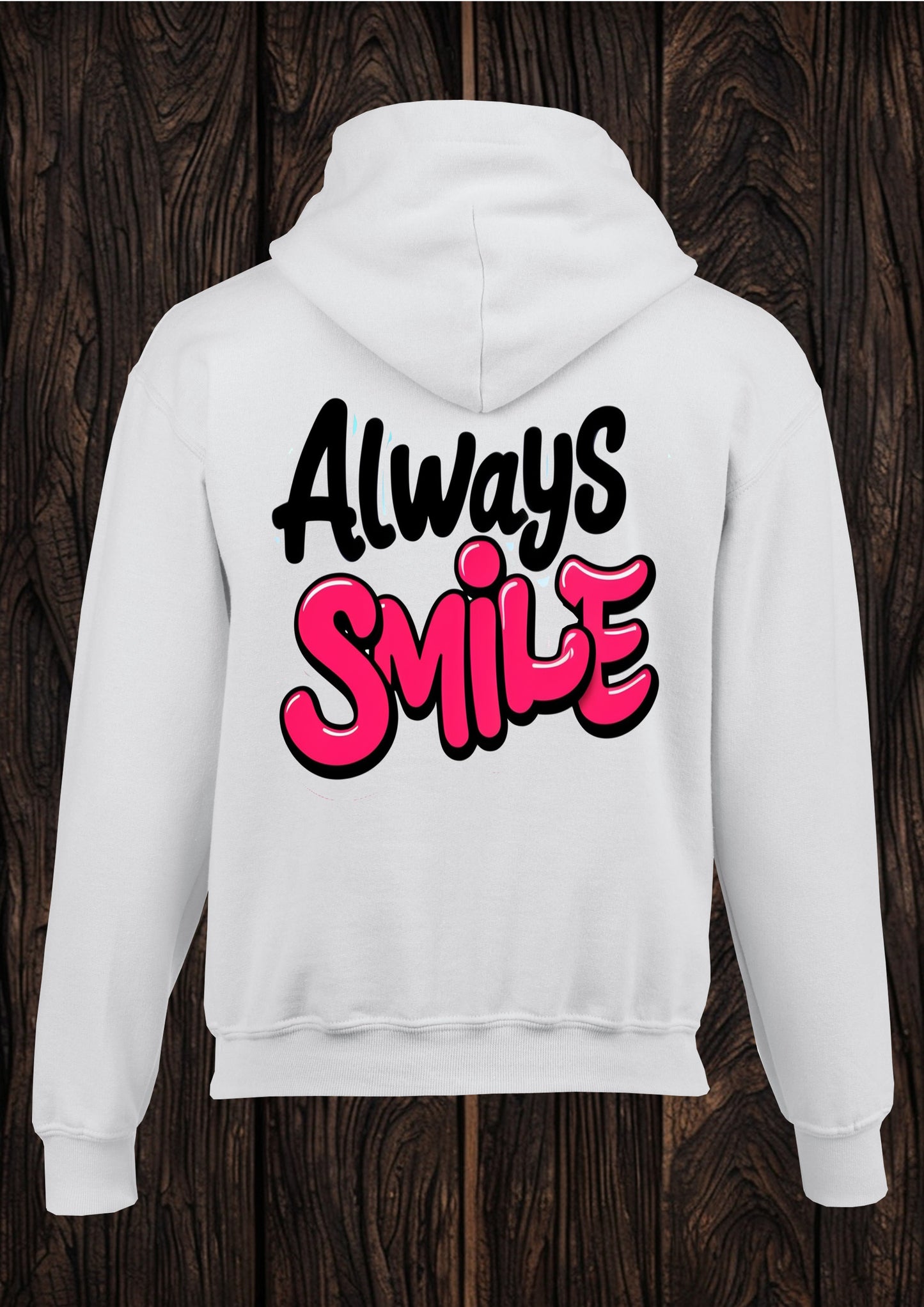 Just Matilda Always smile unisex white hooded top 68
