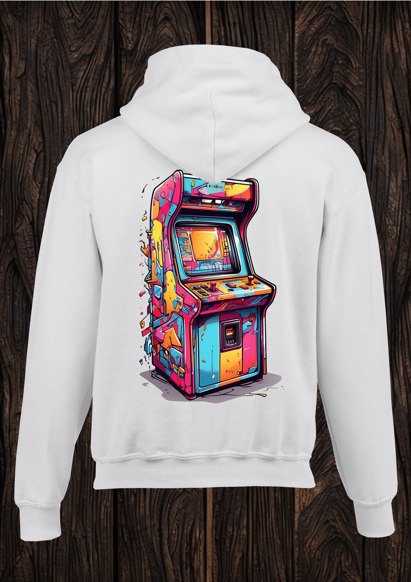 Arcade graffiti unisex white hooded top 40