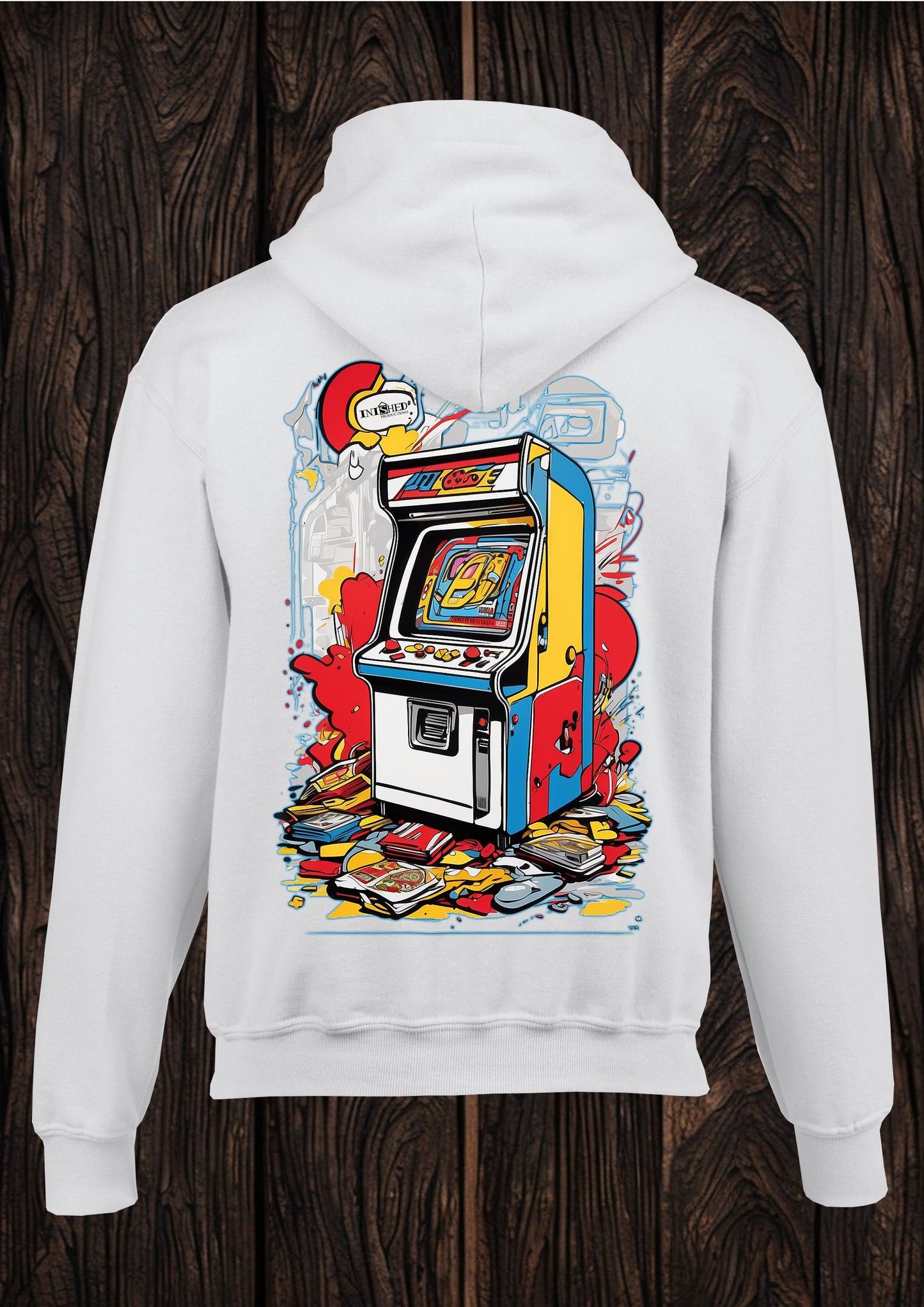 Arcade graffiti unisex white hooded top 41