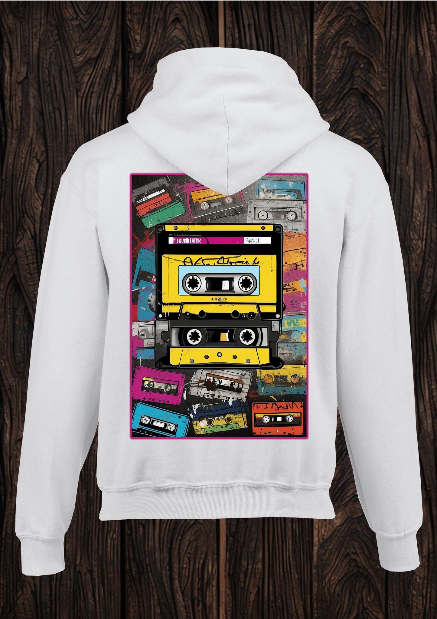 Cassette graffiti unisex white hooded top 42