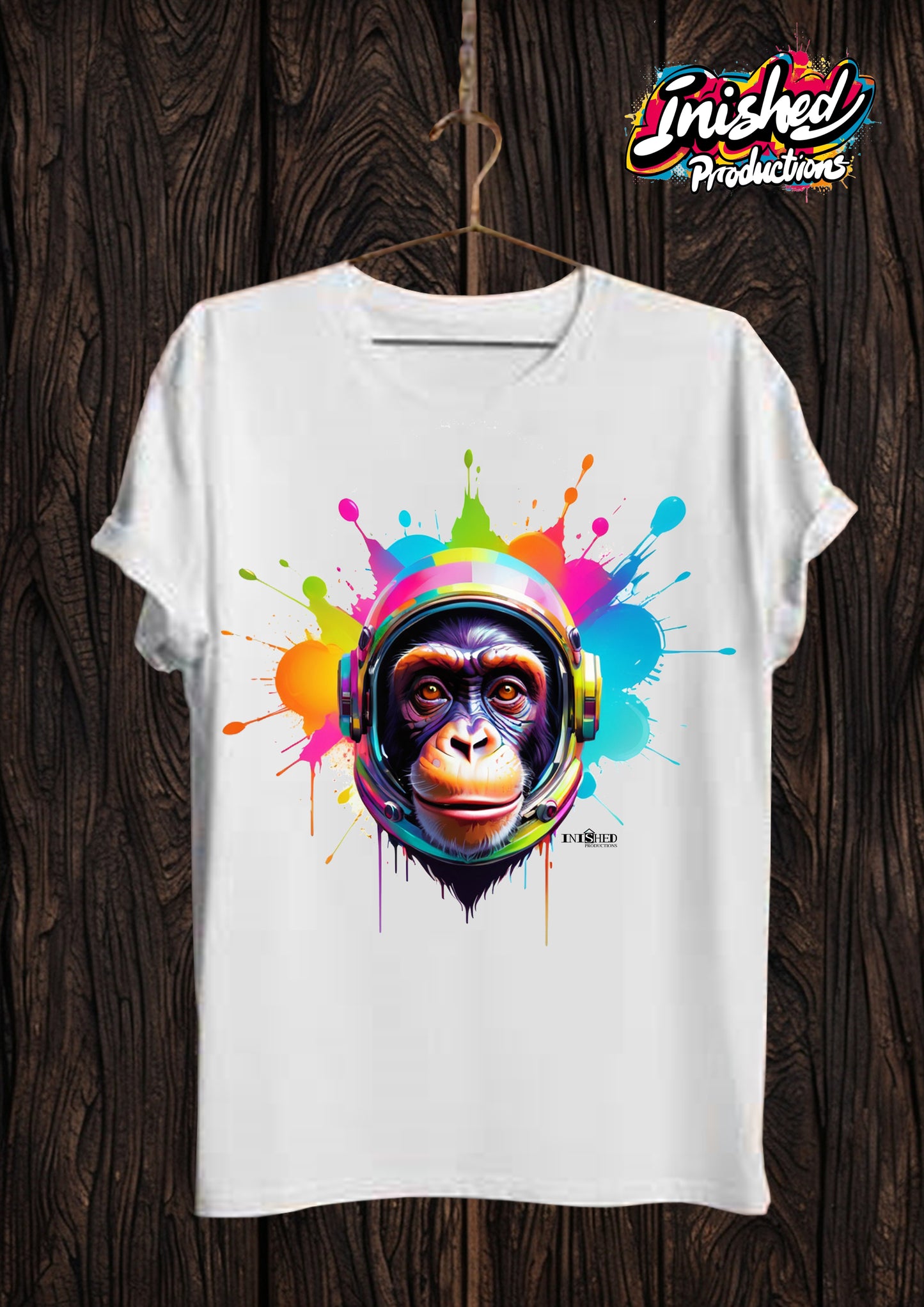 Chimp in space white Unisex short sleeve t-shirt 15