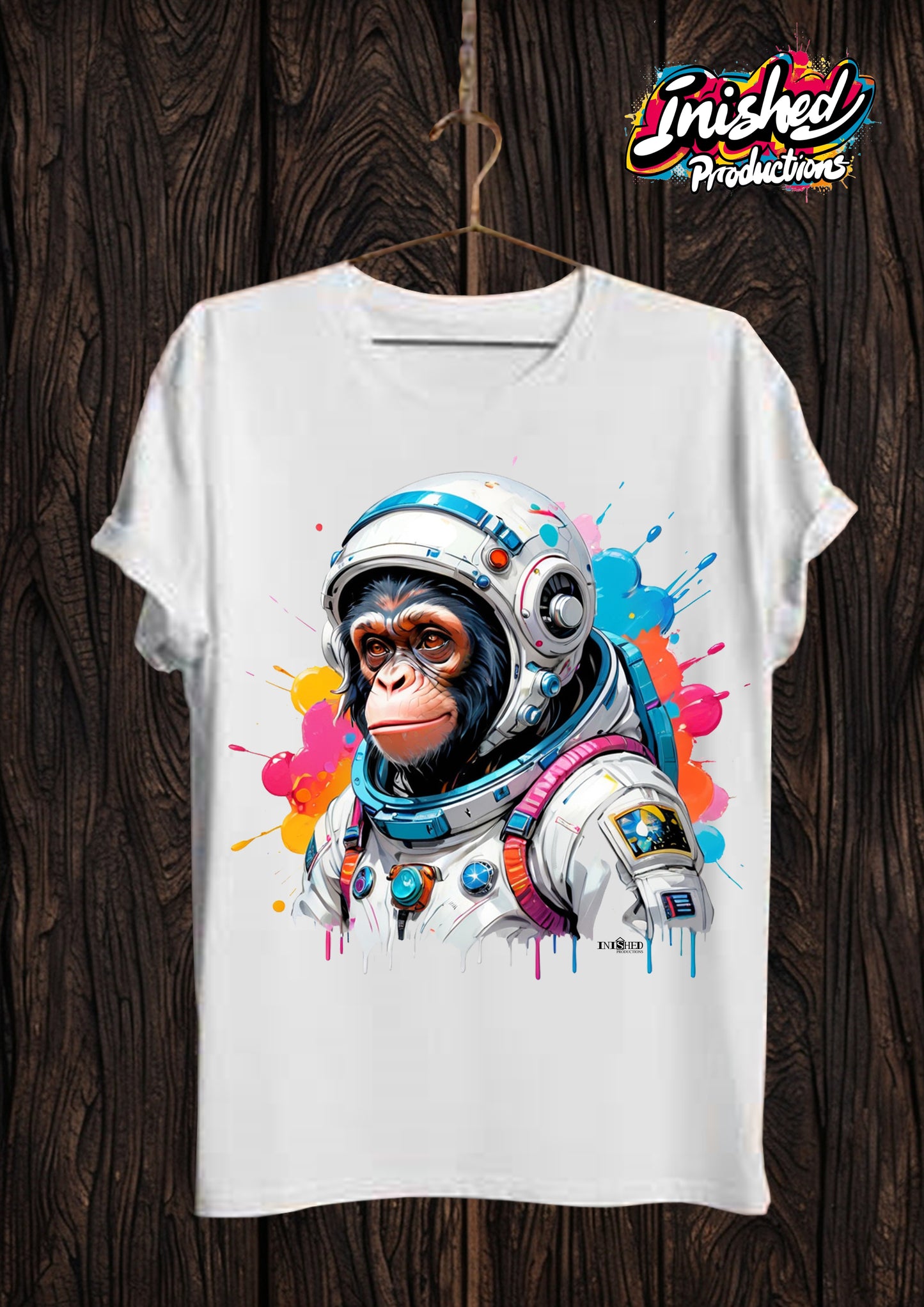 Chimps in space white Unisex short sleeve t-shirt 13