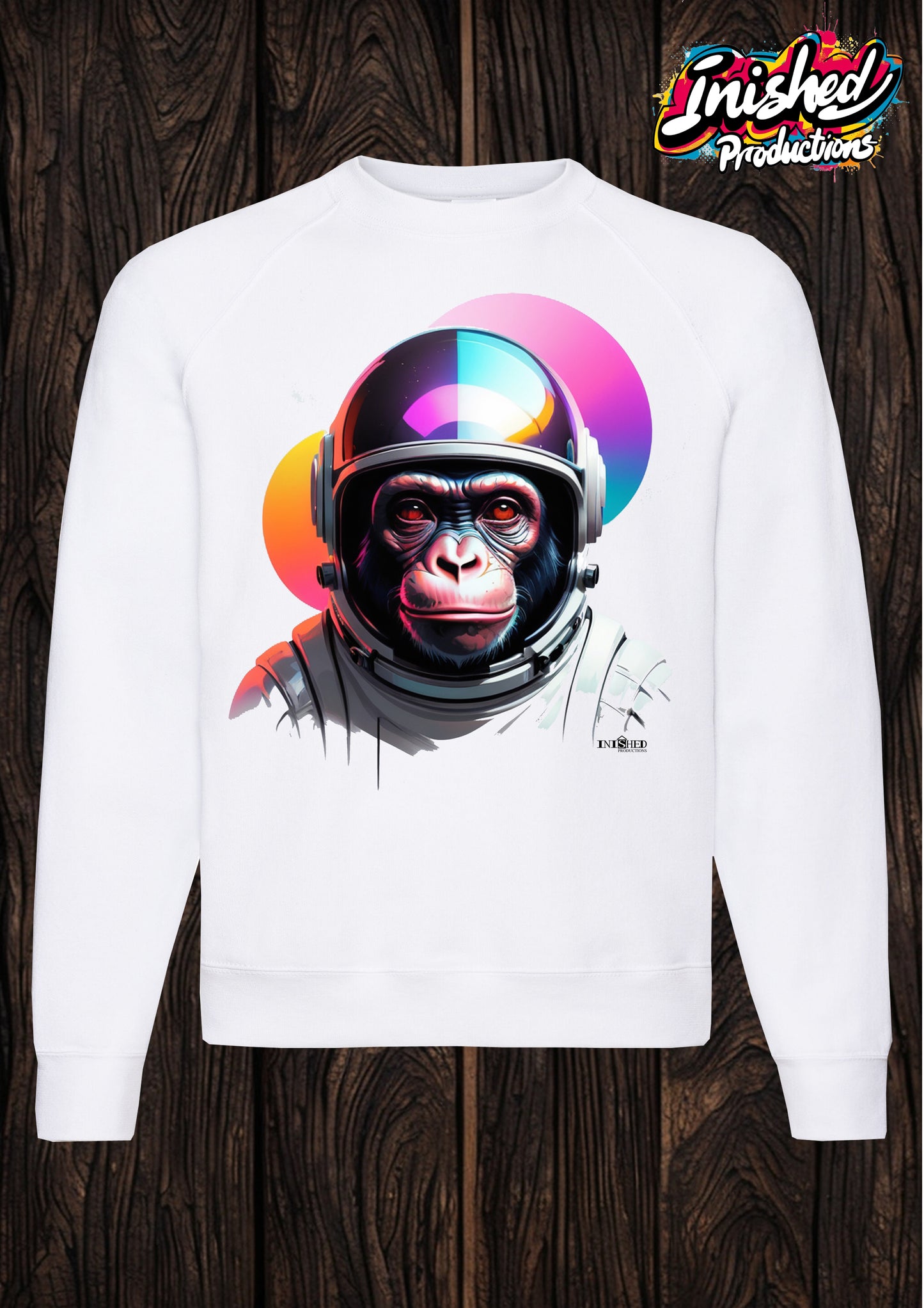 Chimp in space graffiti unisex white Classic Sweatshirt 16
