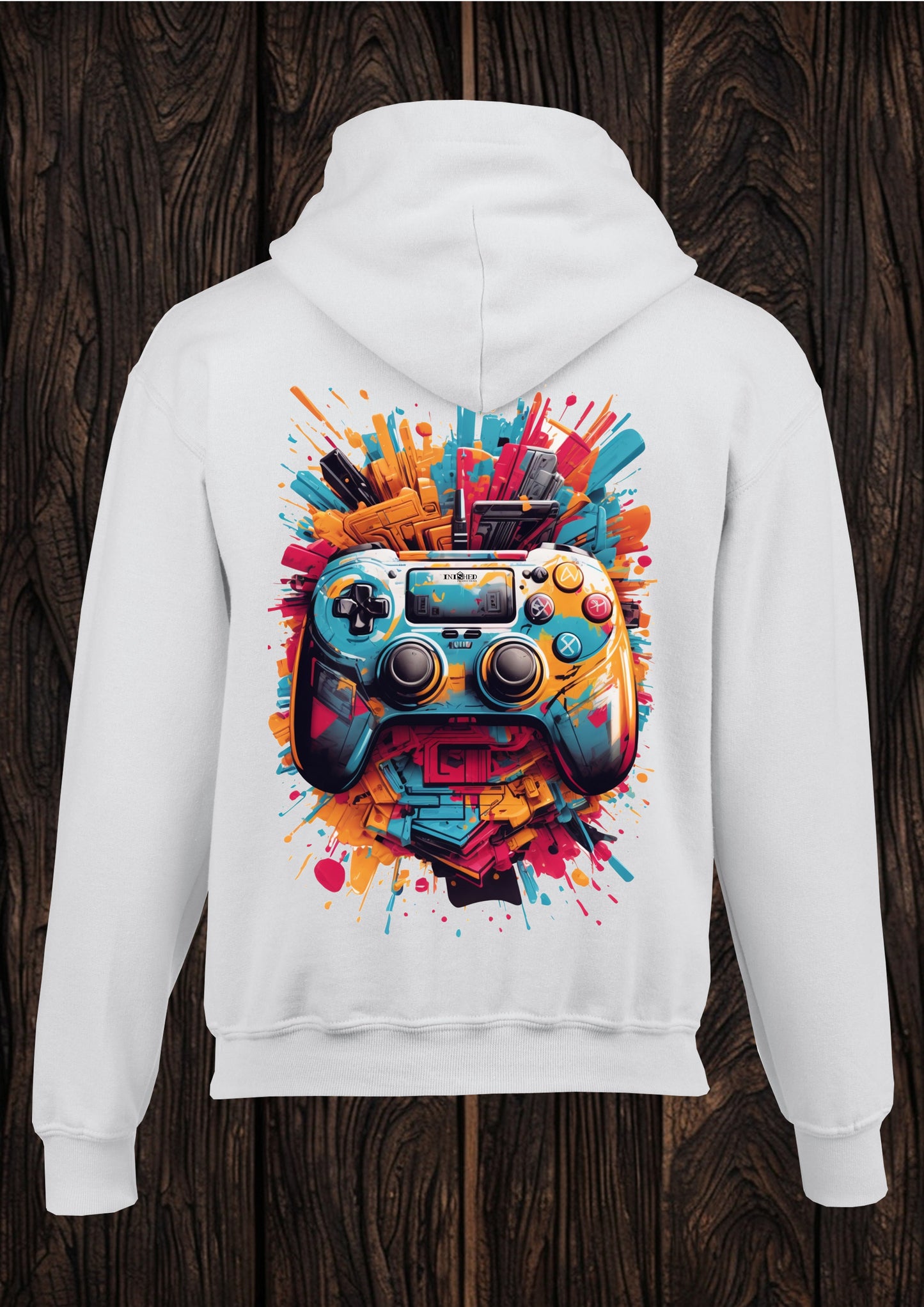 Console controller graffiti unisex white hooded top 44