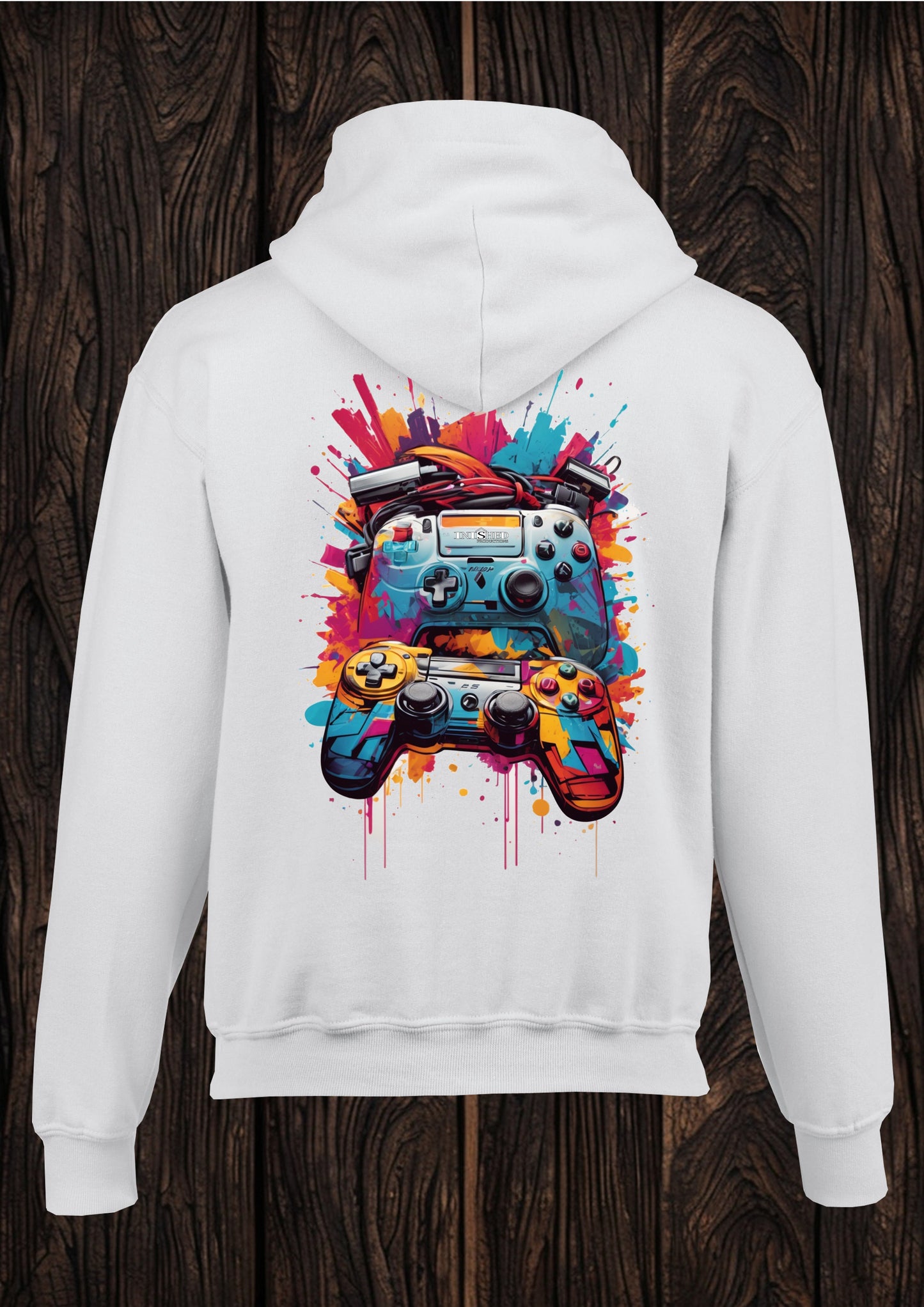 Console controller graffiti unisex white hooded top 46