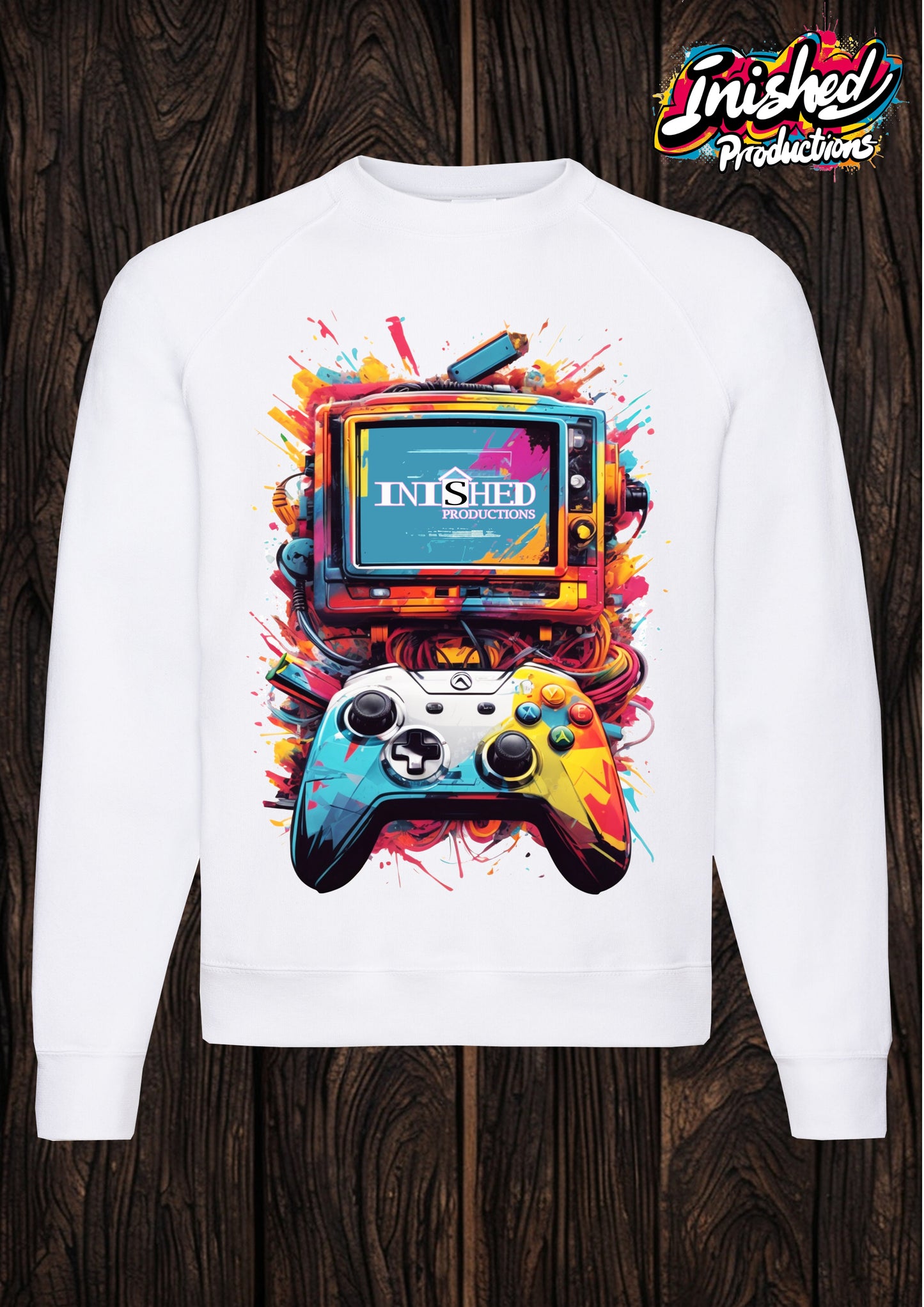 Console controller TV graffiti white unisex Classic Sweatshirt 43