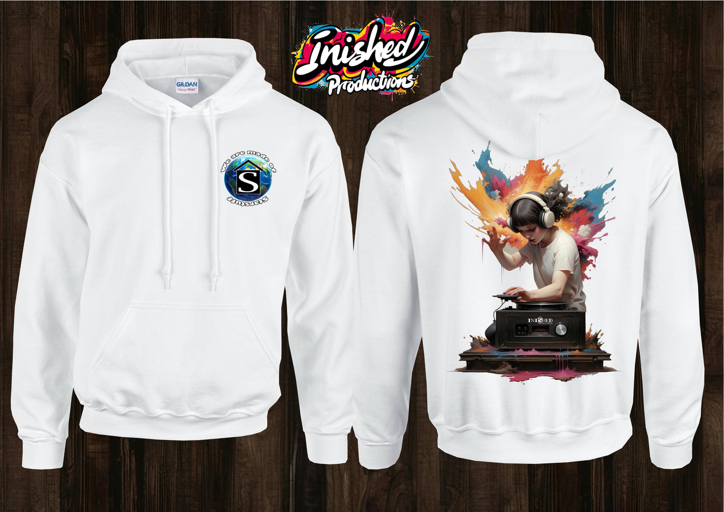 Dark arts stereo unisex white hooded top 17