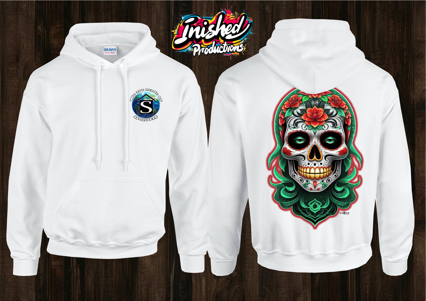 Day of the dead unisex white hooded top 19