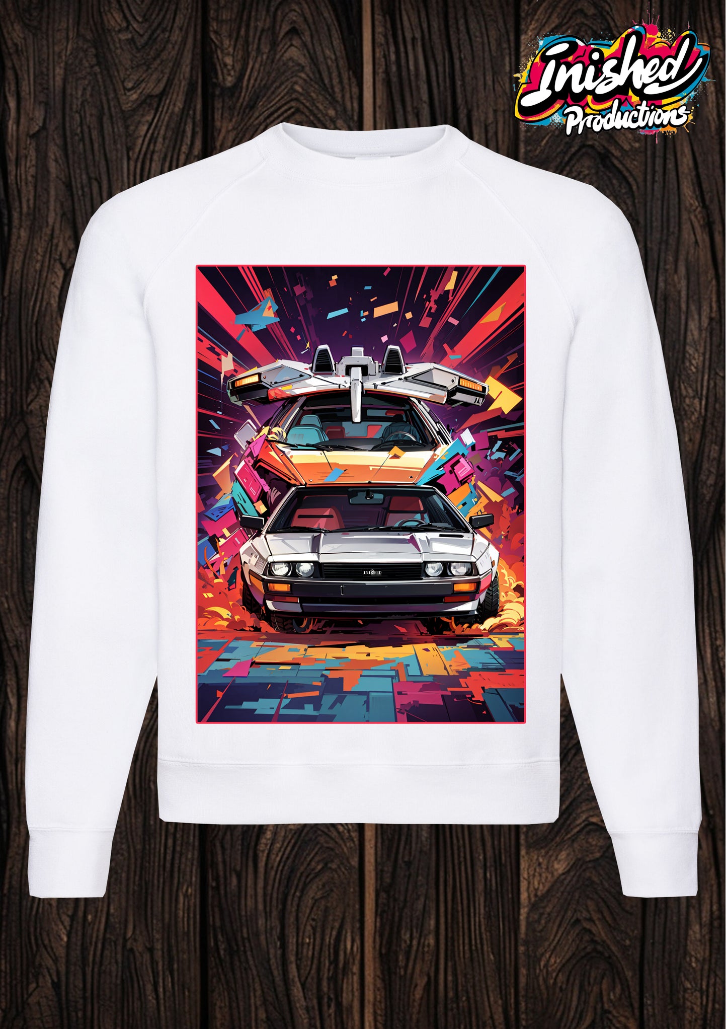 DeLorean time shift graffiti unisex white Classic Sweatshirt 20