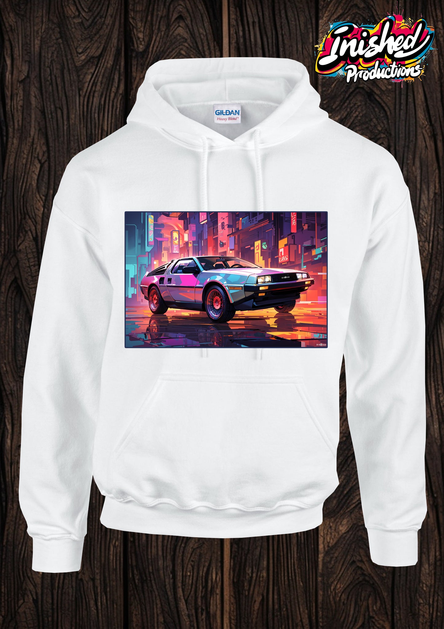 DeLorean time shift unisex white hooded top 21