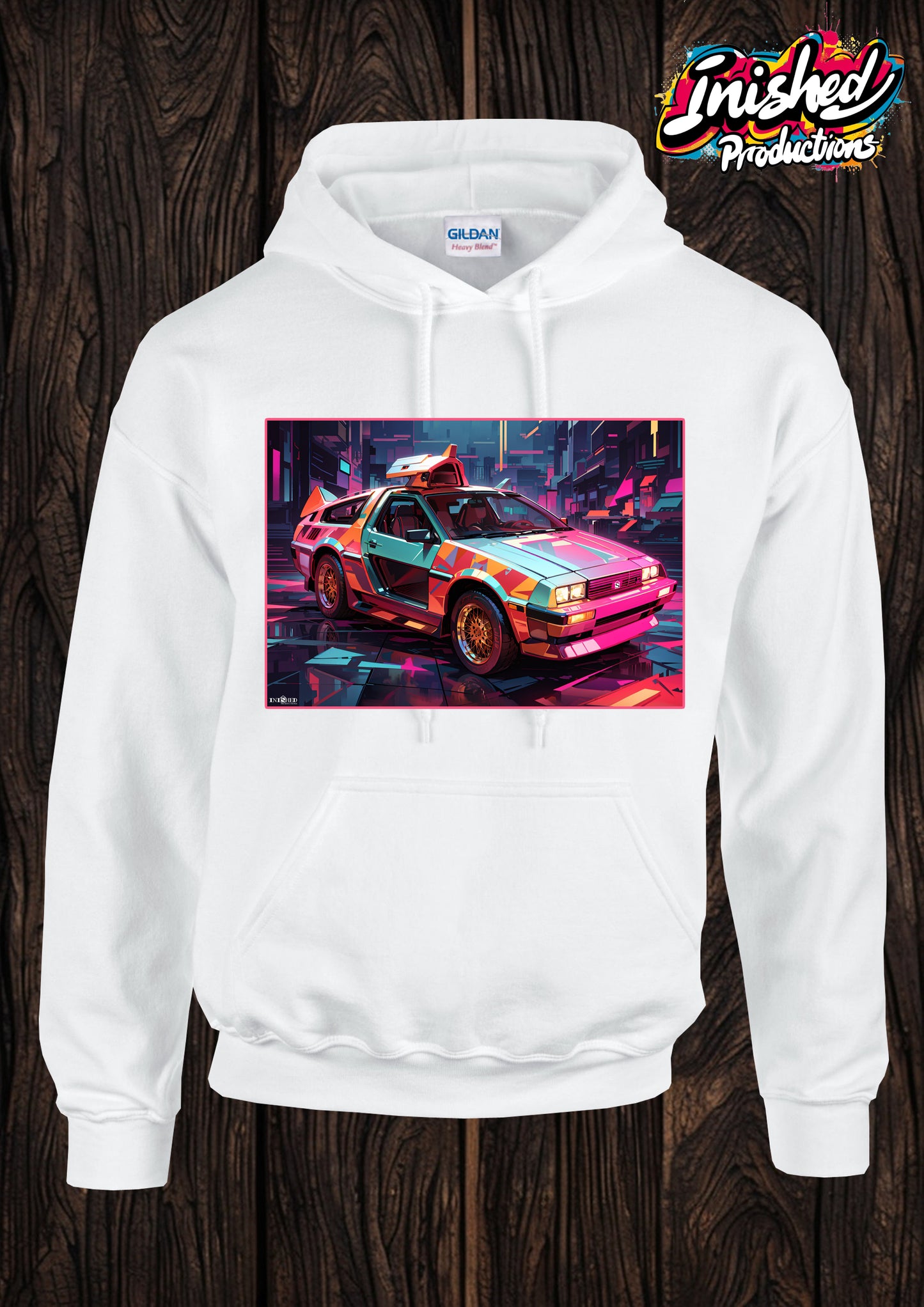 DeLorean time shift unisex white hooded top 22