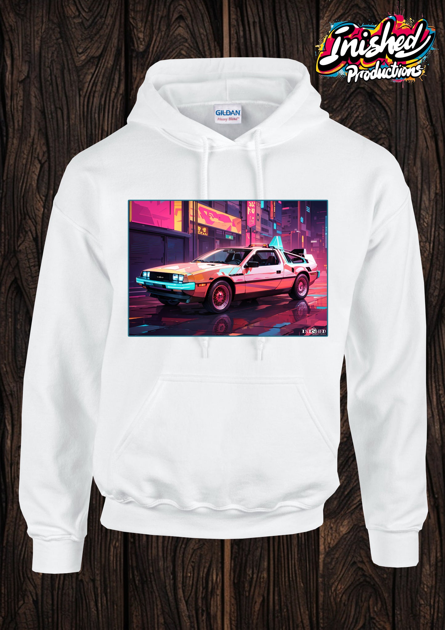 DeLorean time shift unisex white hooded top 23
