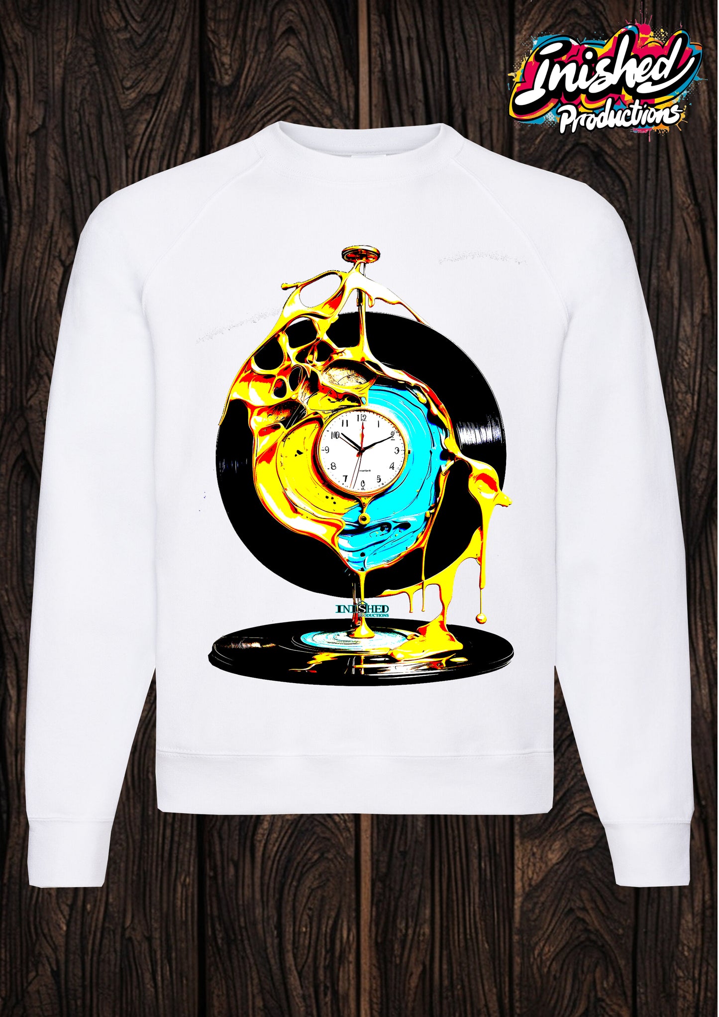 Dali record clock graffiti unisex white Classic Sweatshirt 24