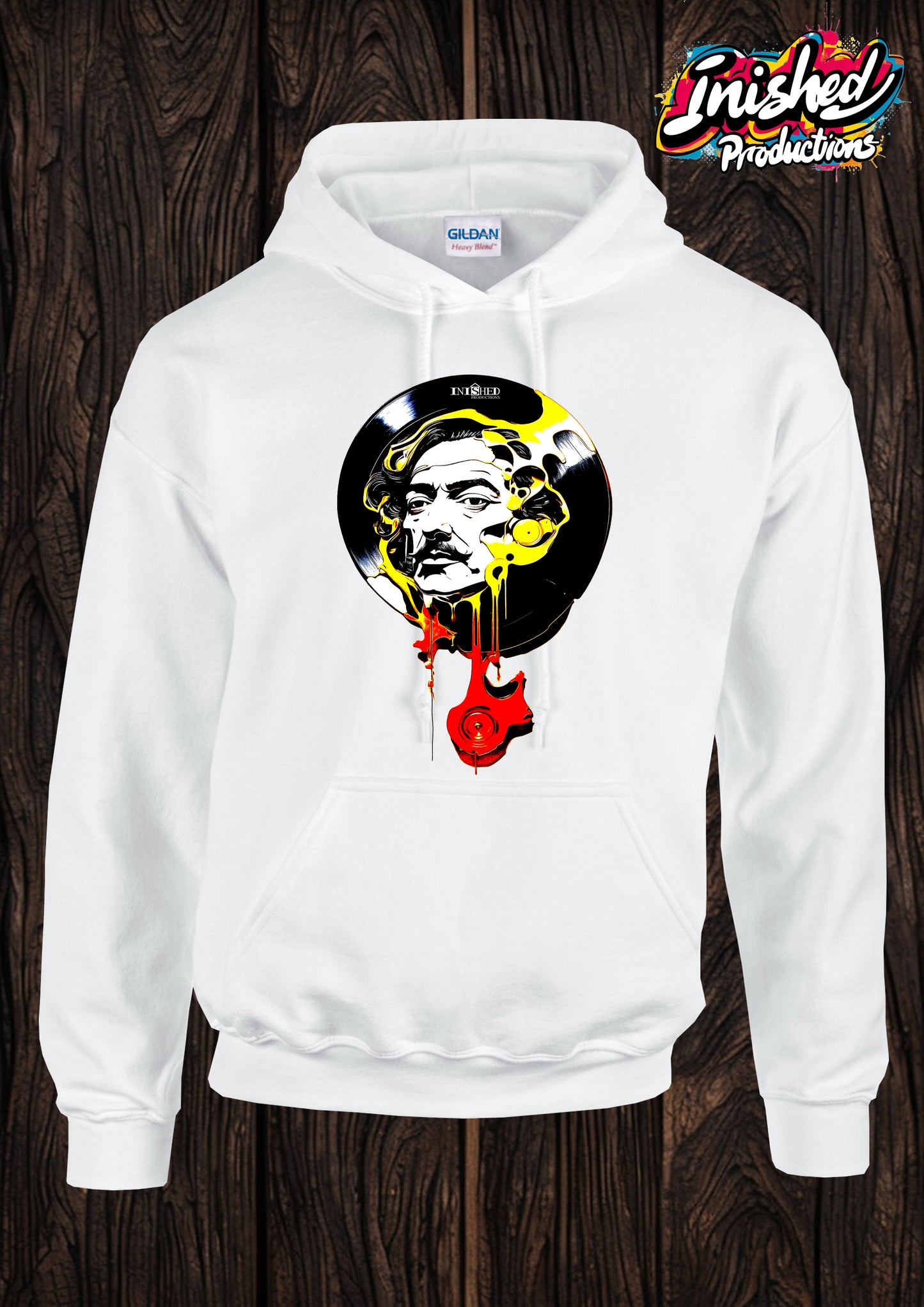 Dali record face unisex white hooded top 26