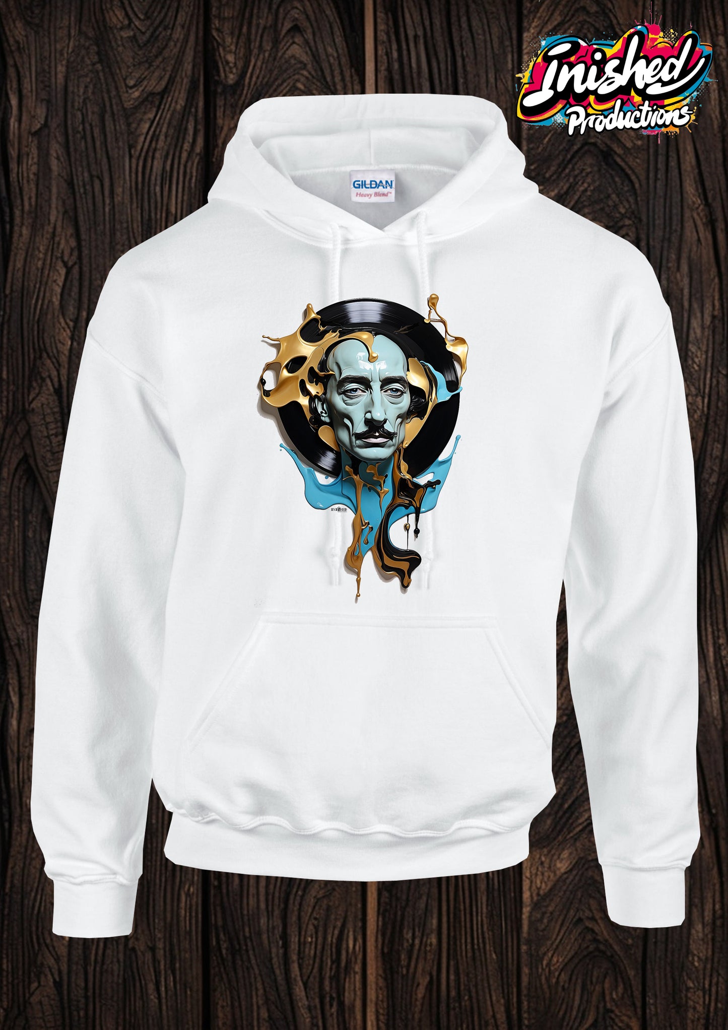 Dali record face unisex white hooded top 25