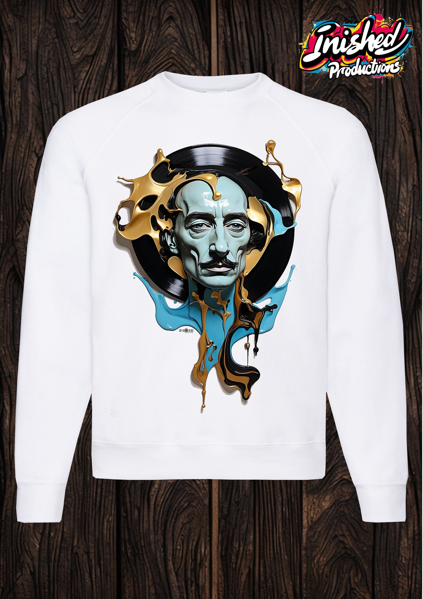 Dali record face graffiti unisex white Classic Sweatshirt 25