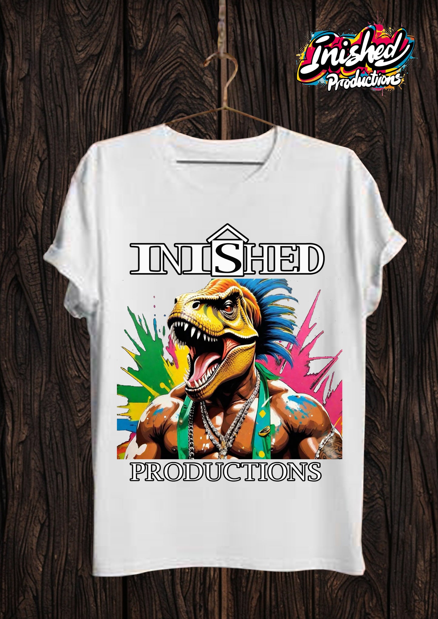 Dino logo graffiti white Unisex short sleeve t-shirt 90