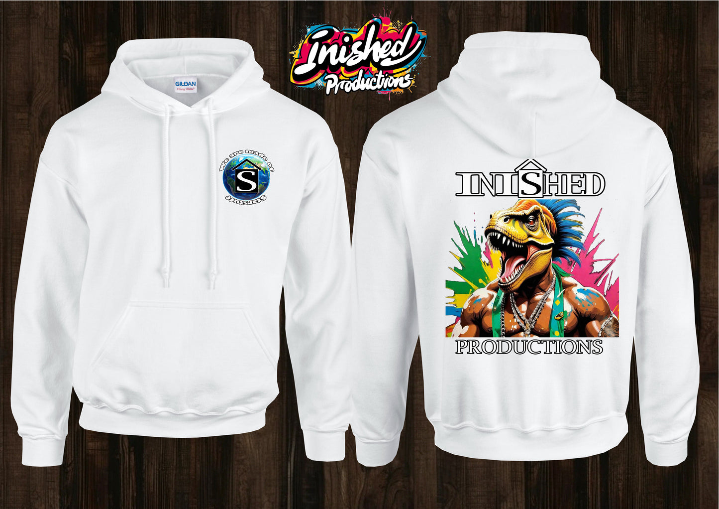 Dino logo graffiti unisex white hooded top 90