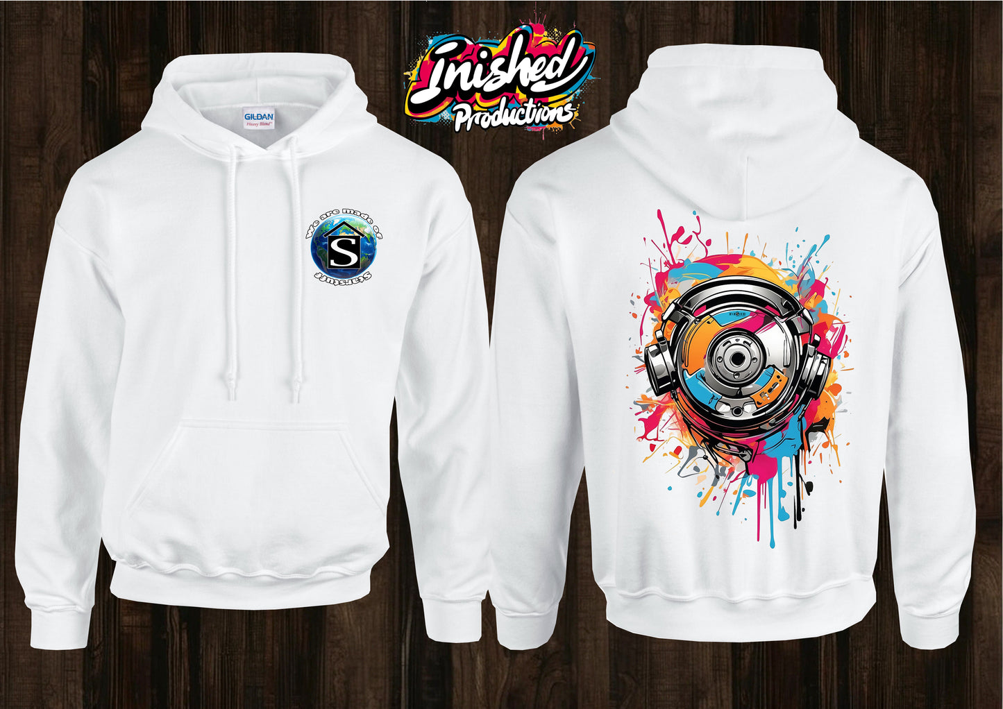 Discman graffiti unisex white hooded top 47