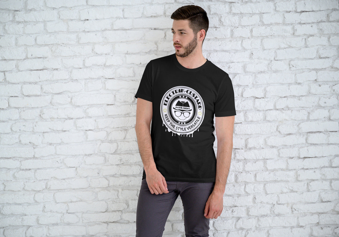 Electrik Custard Style 1 Interactive Unisex white short sleeve T-Shirt