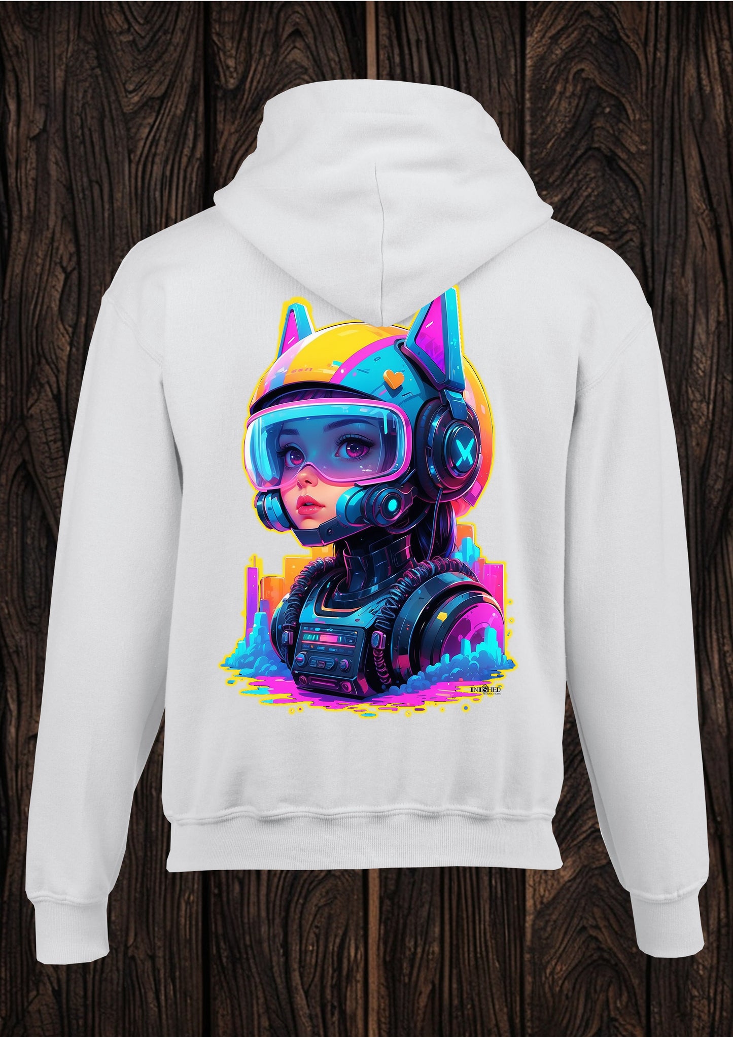 Just Matilda Cat helmet unisex white kids Hooded top 35