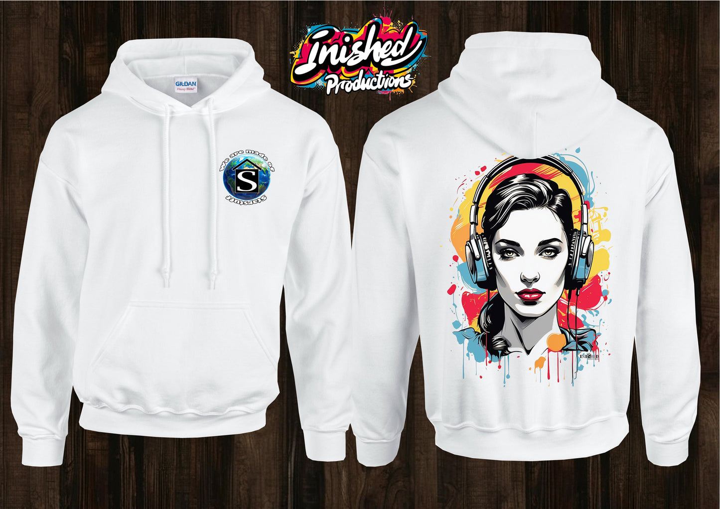 Lichtenstein headphone girl tape unisex white hooded top 126