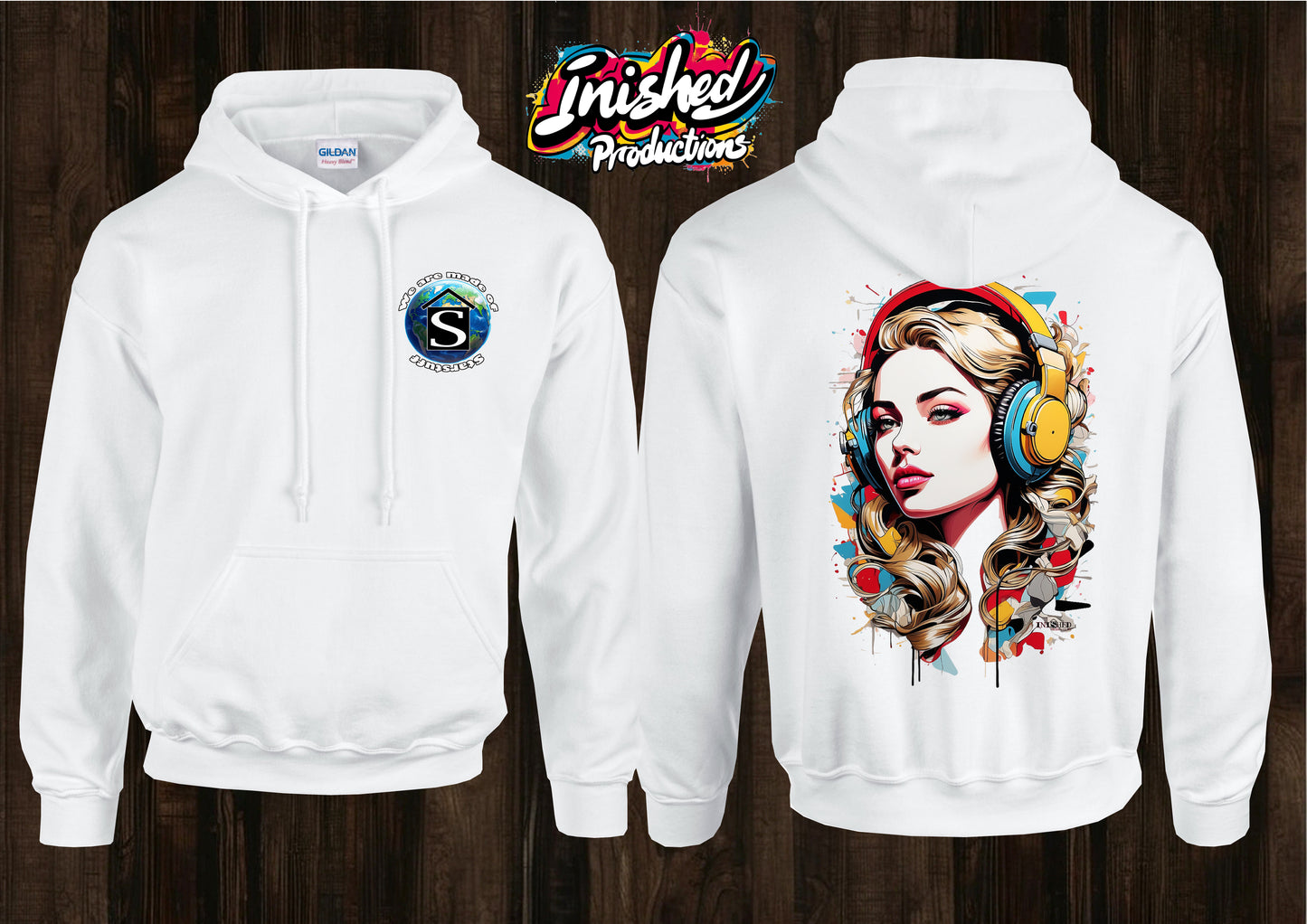 Lichtenstein headphone girl tape unisex white hooded top 127