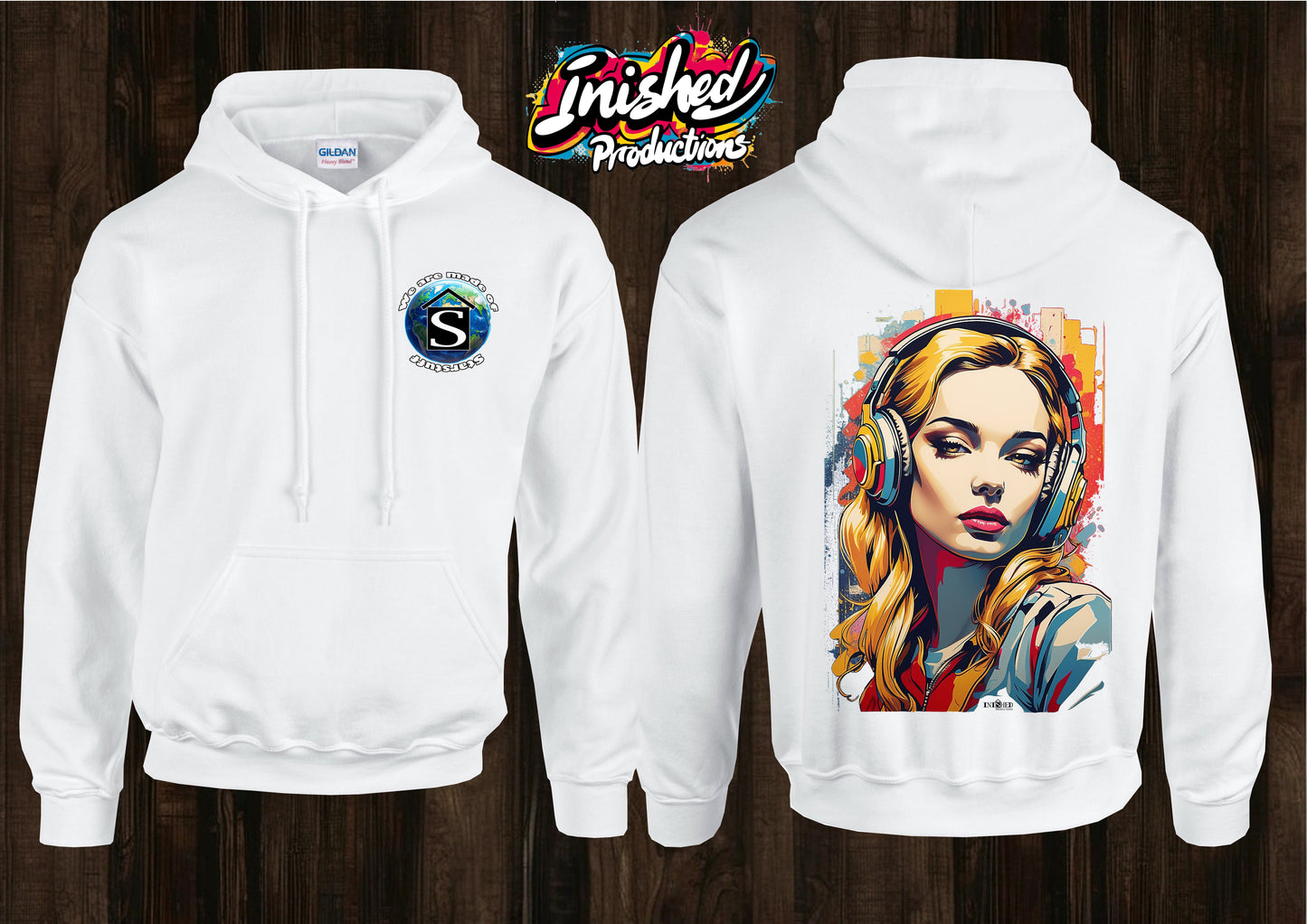 Lichtenstein headphone girl tape unisex white hooded top 128