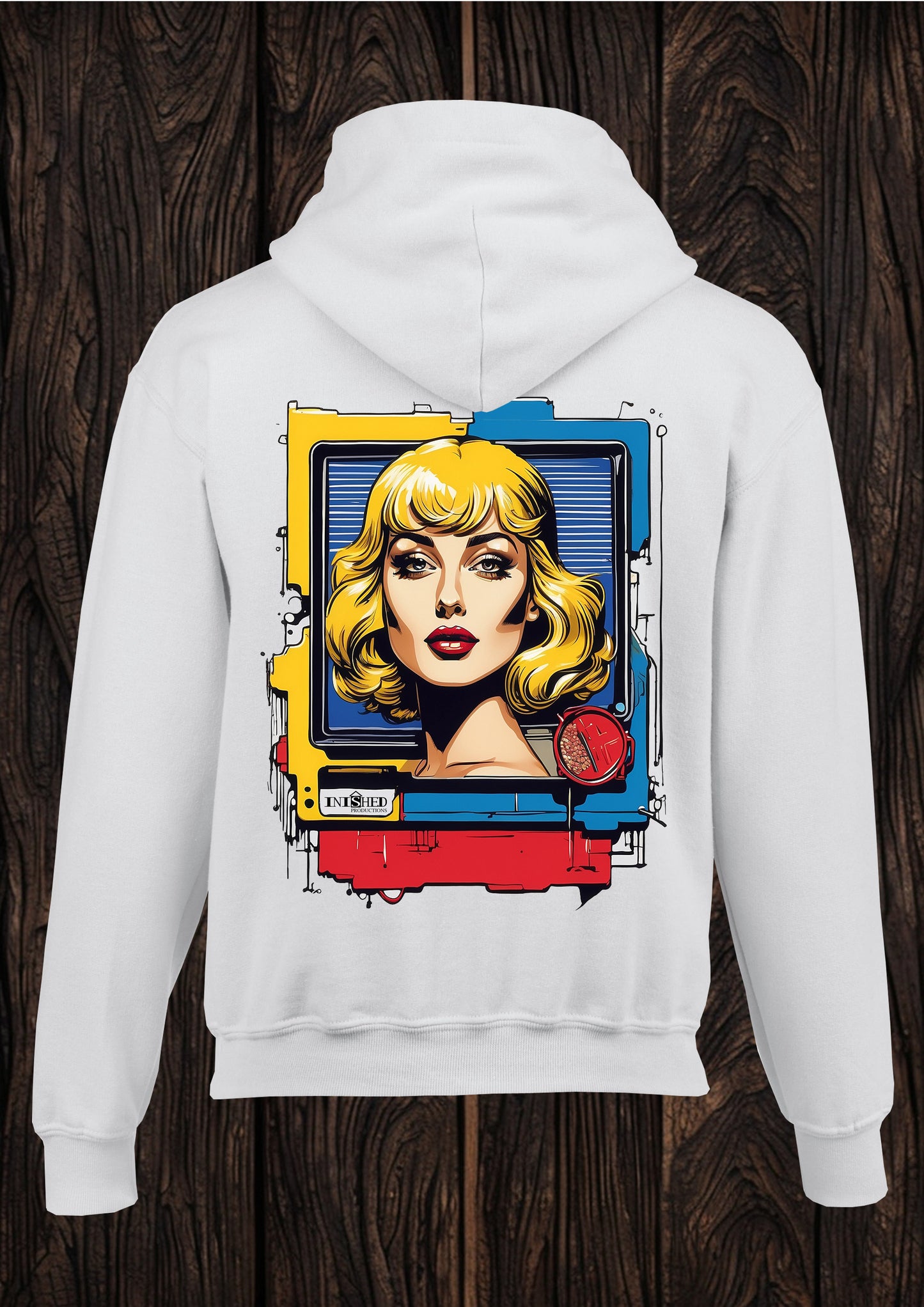 Lichtenstein TV girl tape unisex white hooded top 123