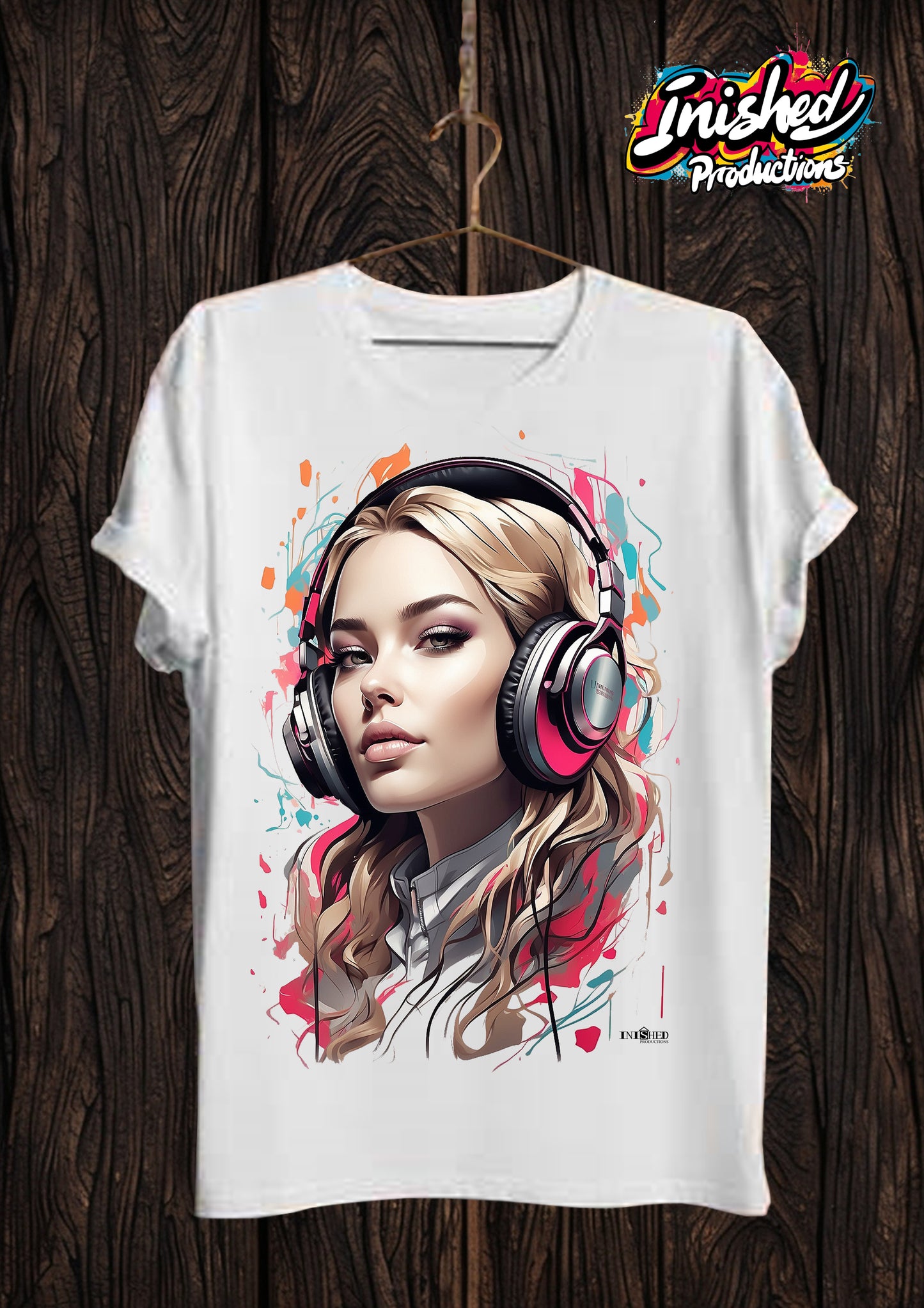 Headphone girl white Unisex short sleeve t-shirt 49