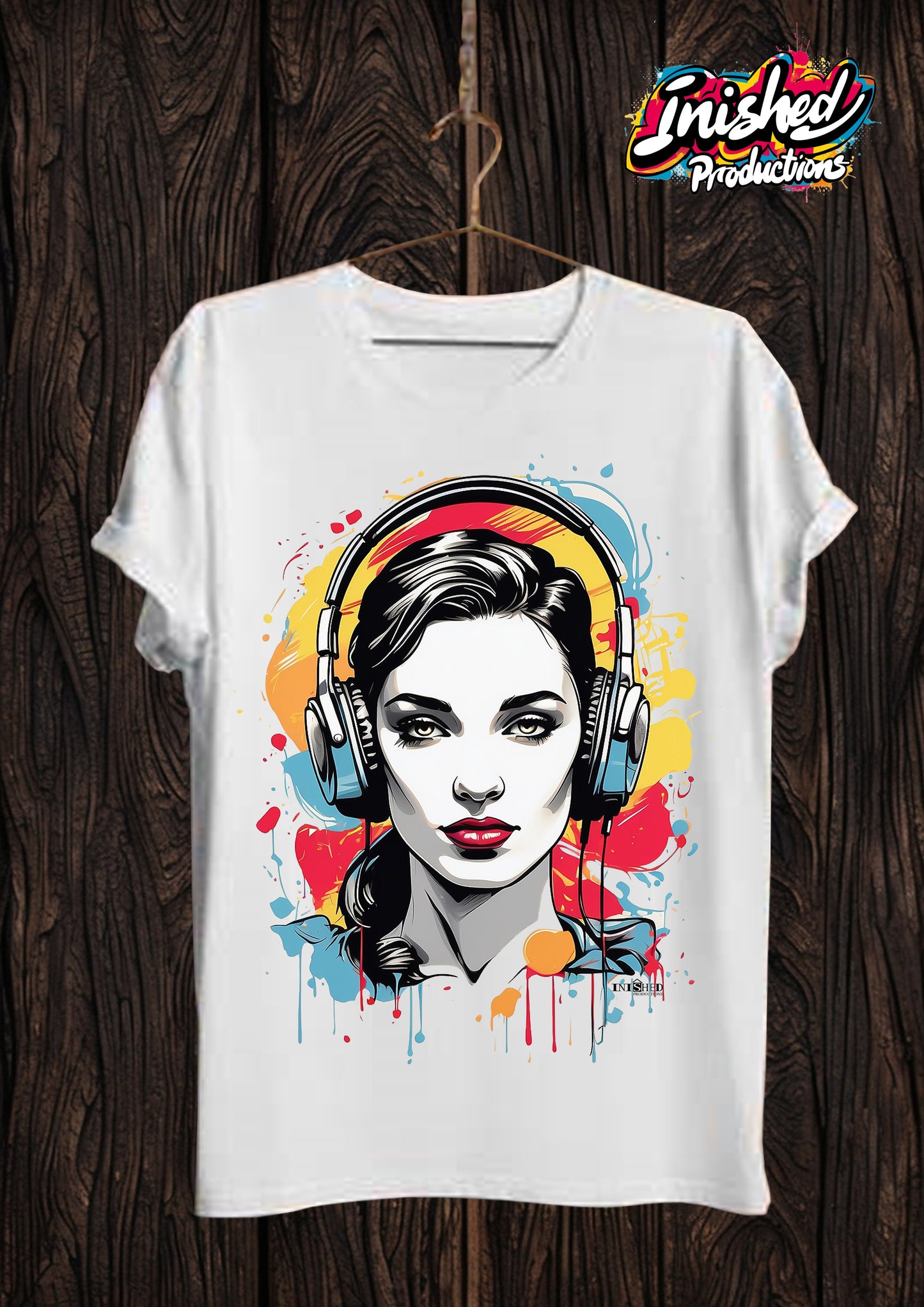 Lichtenstein girl headphones Unisex white short sleeve t-shirt 126