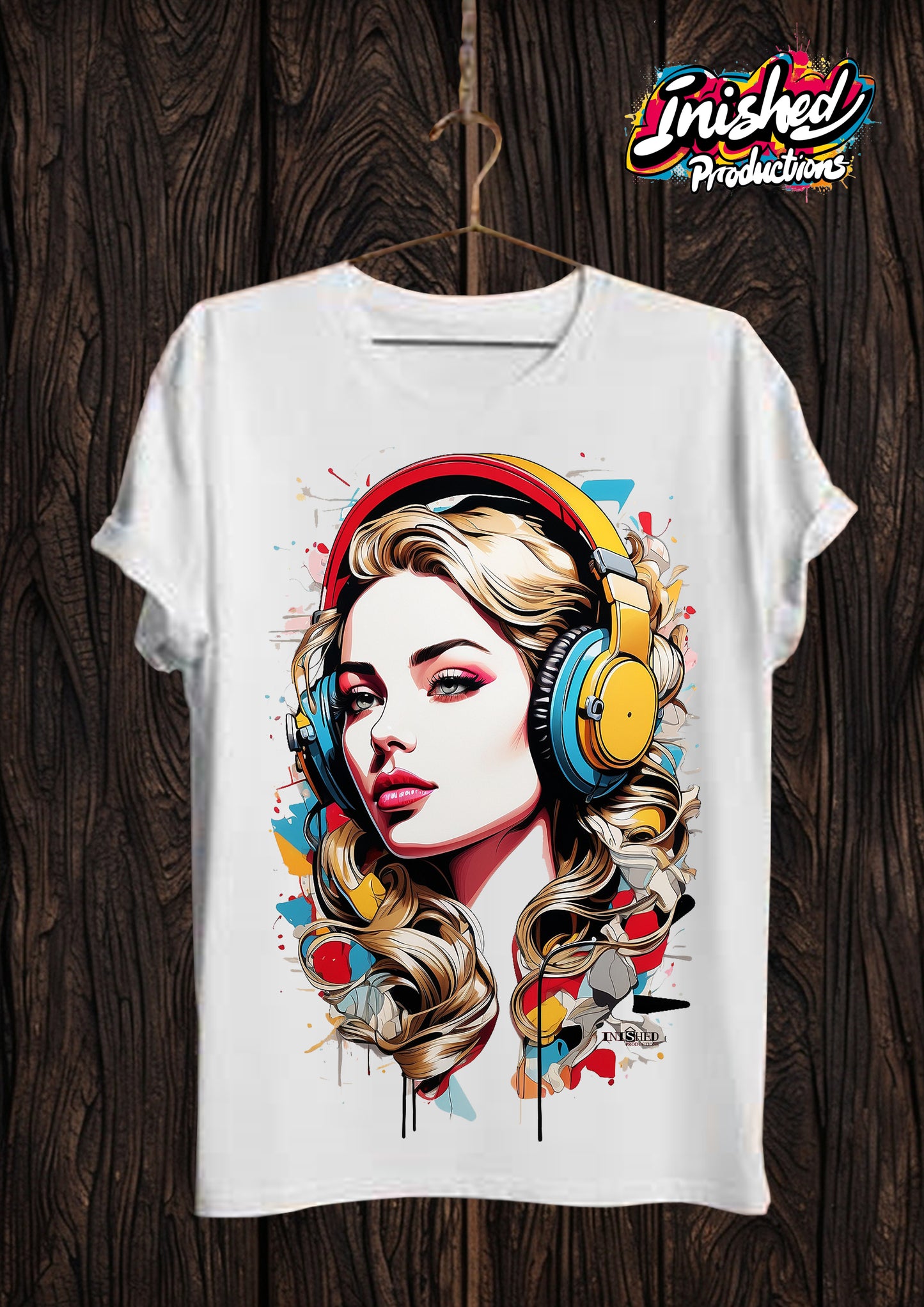 Lichtenstein girl headphones Unisex white short sleeve t-shirt 127