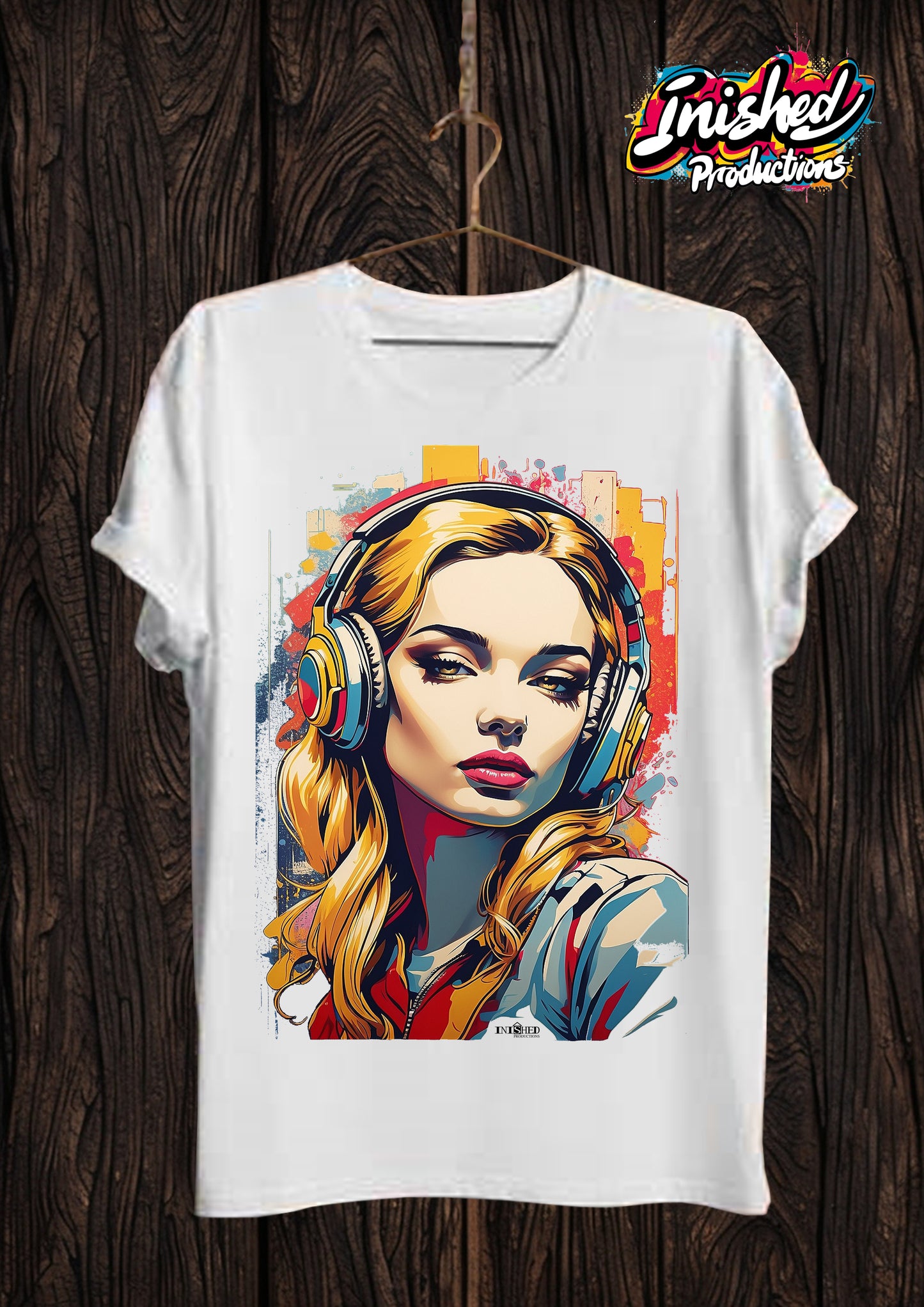 Lichtenstein girl headphones Unisex white short sleeve t-shirt 128