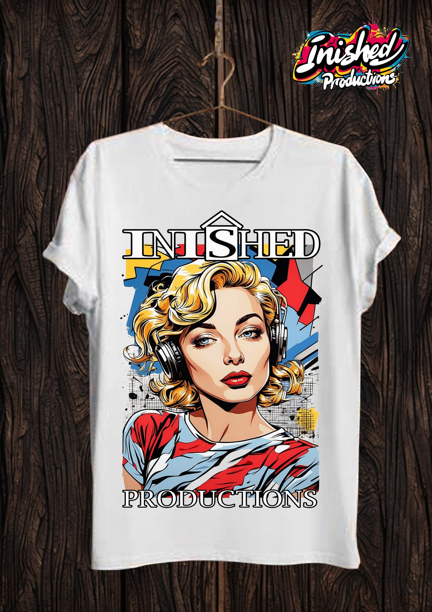 Lichtenstein girl headphones Unisex white short sleeve t-shirt 129