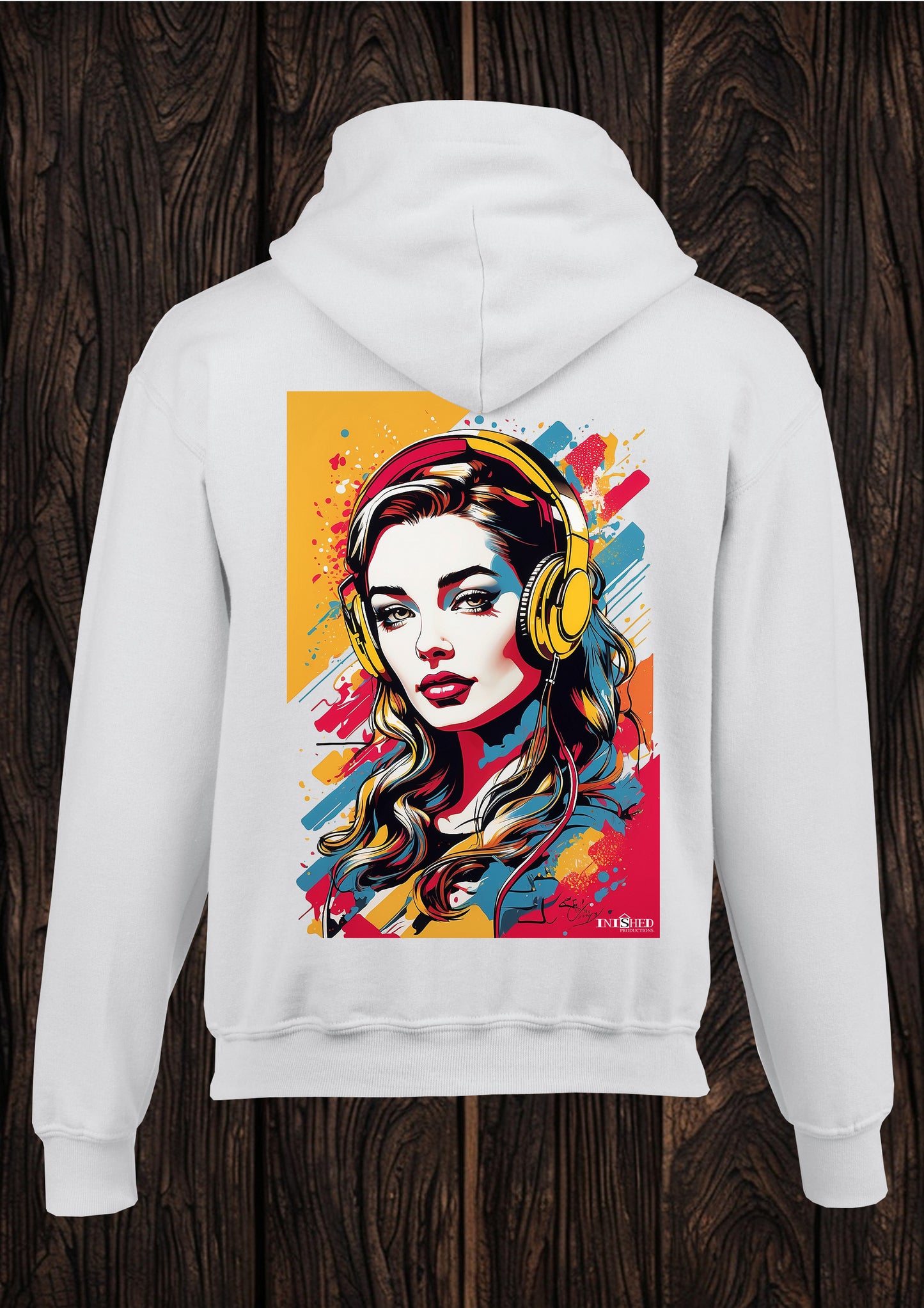 Lichtenstein headphone girl tape unisex white hooded top 125