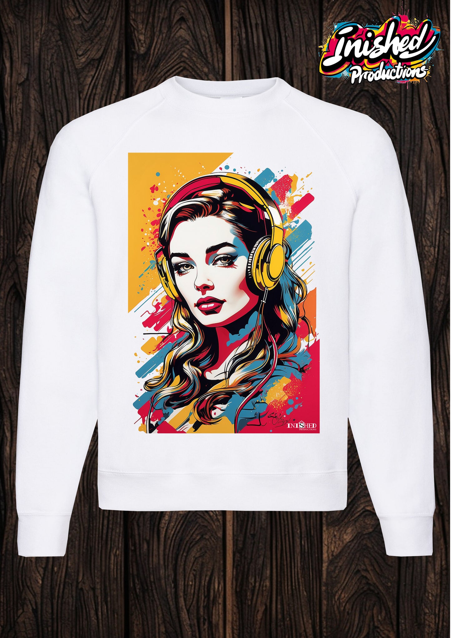 Lichtenstein Headphone girl white unisex Classic Sweatshirt 125