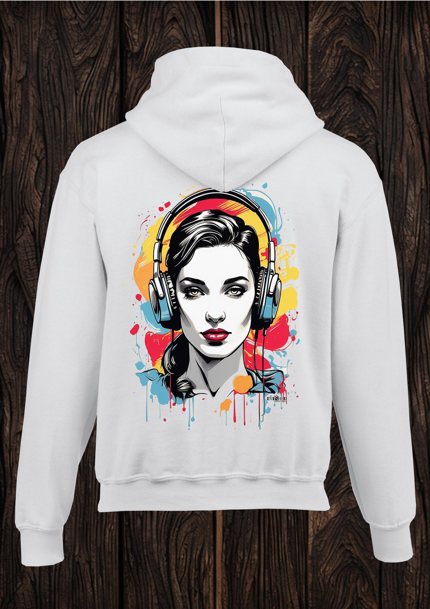 Lichtenstein headphone girl tape unisex white hooded top 126