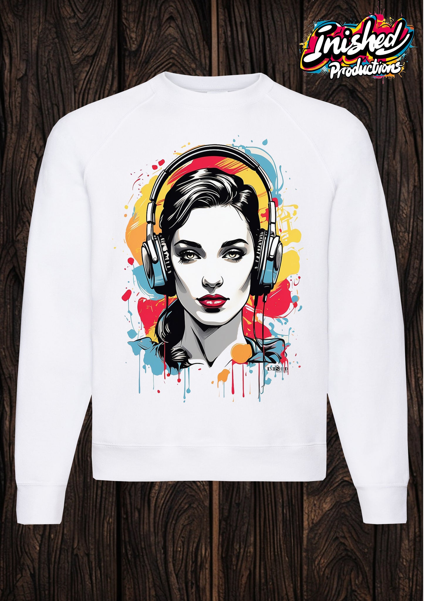 Lichtenstein Headphone girl white unisex Classic Sweatshirt 126